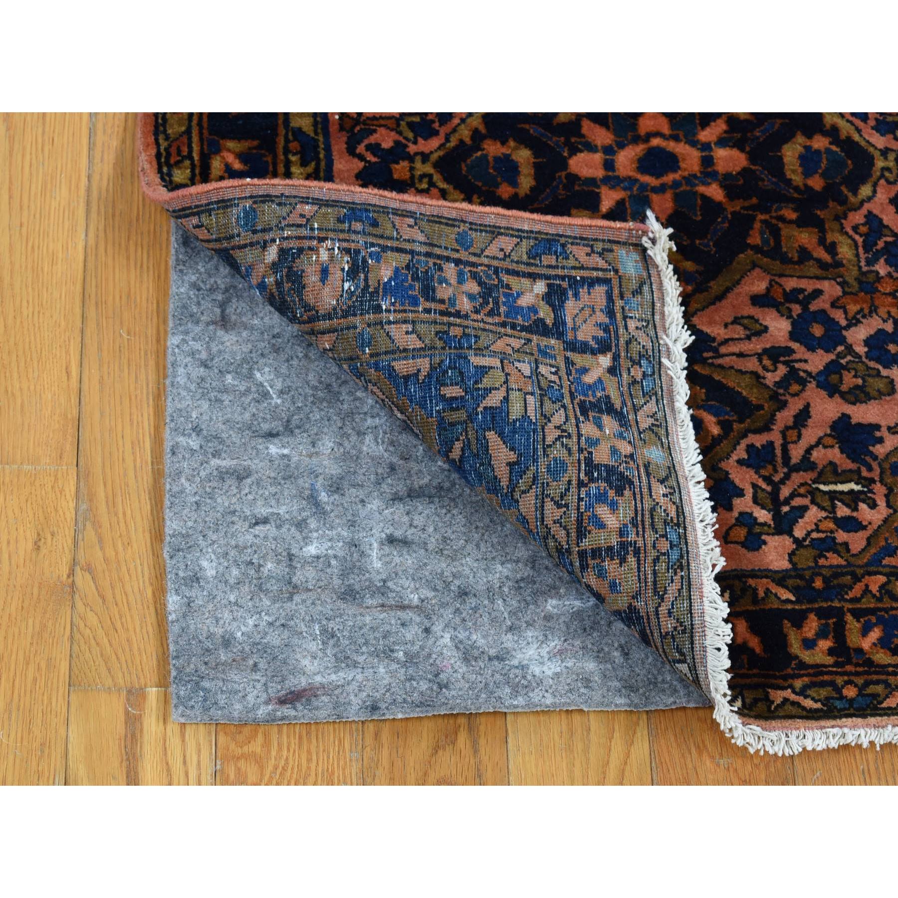 2'1"x2'7" Light Red, Antique Persian Mohajeran Sarouk, Full Pile, Soft and Clean, Pure Wool, Hand Knotted Oriental Mat Rug Sh80593