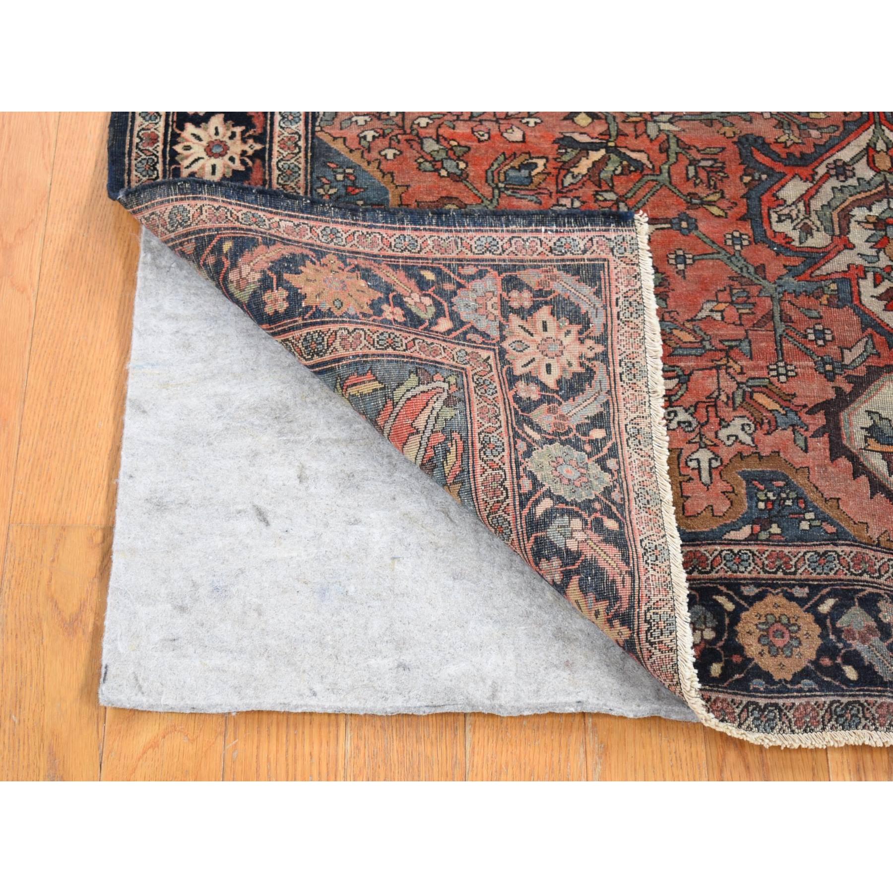 4'1"x6'4" Brick Red, Antique Persian Fereghan Sarouk Hand Knotted Pure Wool, Even Wear, Good Condition, Oriental Rug Sh80602