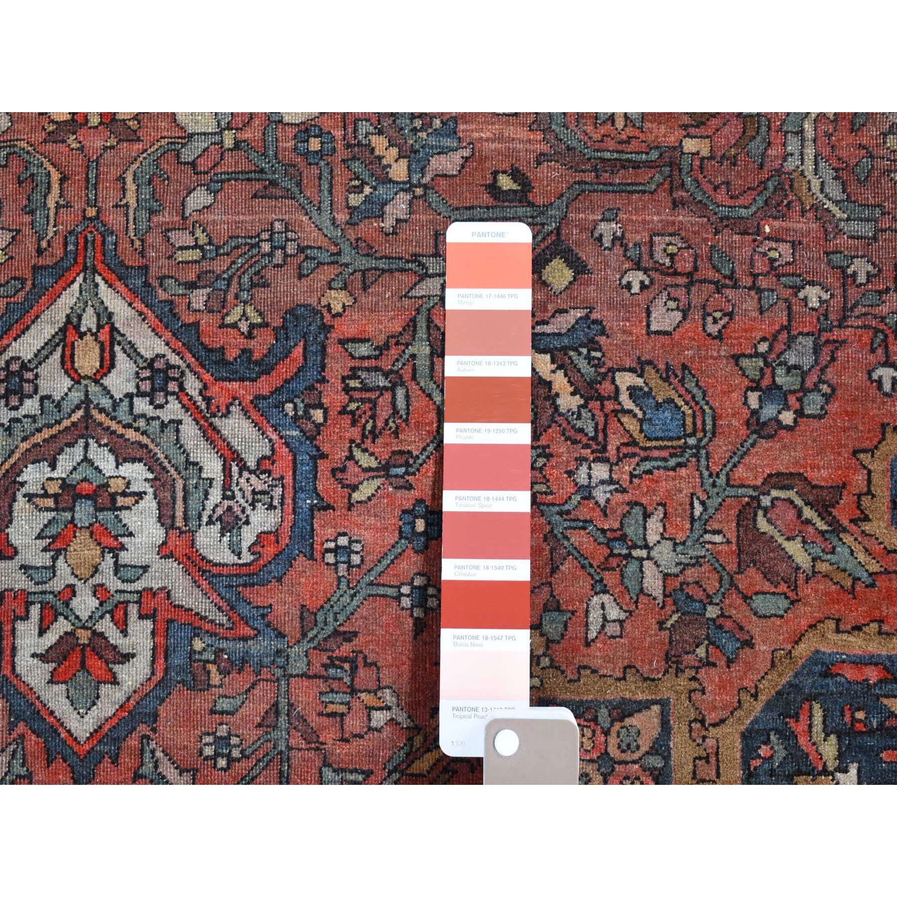 4'1"x6'4" Brick Red, Antique Persian Fereghan Sarouk Hand Knotted Pure Wool, Even Wear, Good Condition, Oriental Rug Sh80602