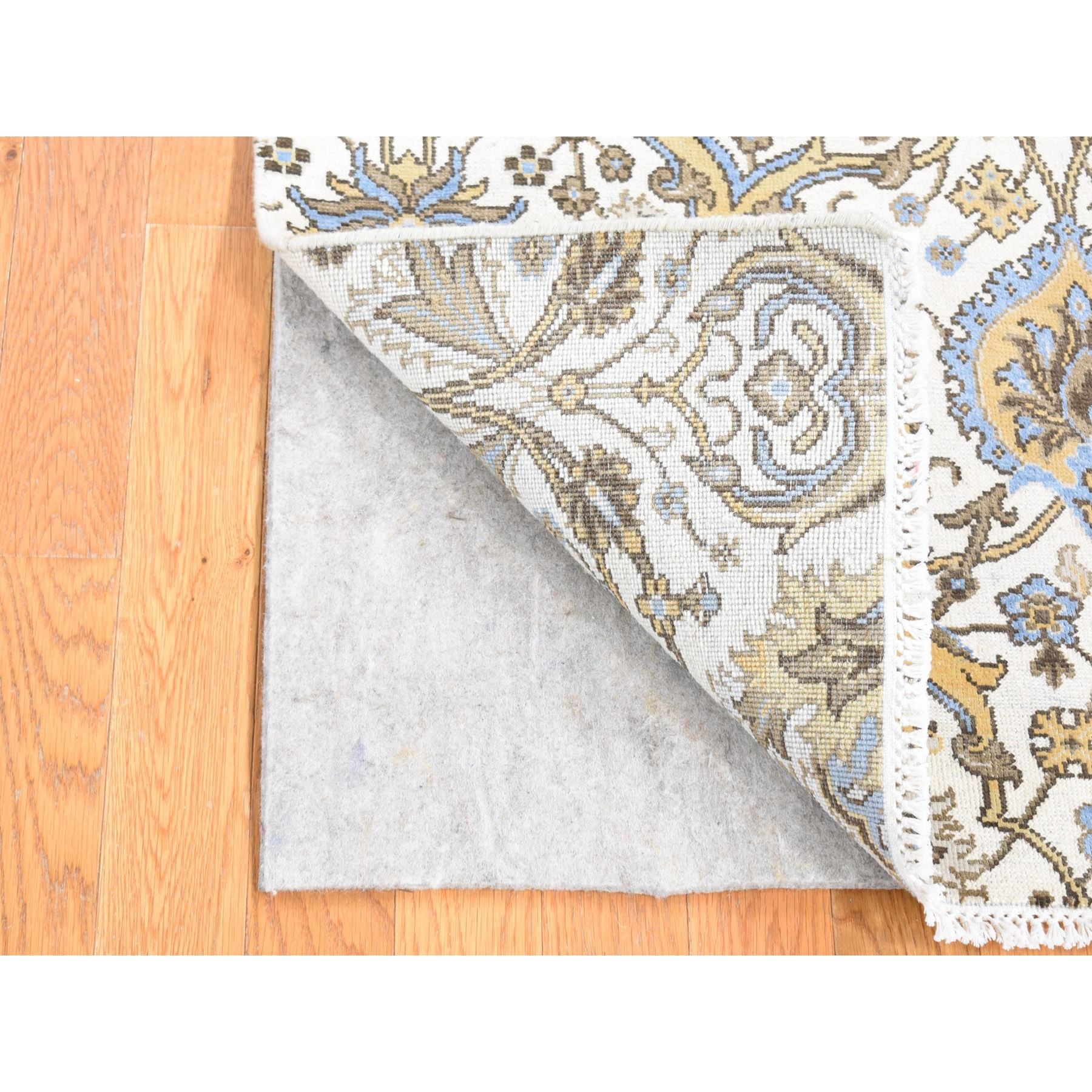 2'x3'2" Ivory, Rajasthan All Over Design, Hand Knotted 100%Wool, Mat Fragment Sample Oriental Rug Sh80606
