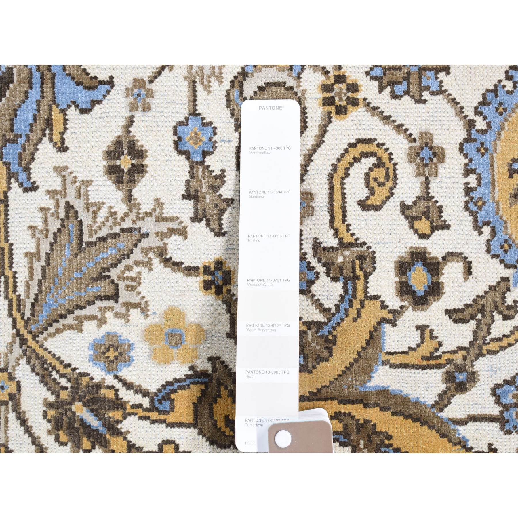 2'x3'2" Ivory, Rajasthan All Over Design, Hand Knotted 100%Wool, Mat Fragment Sample Oriental Rug Sh80606
