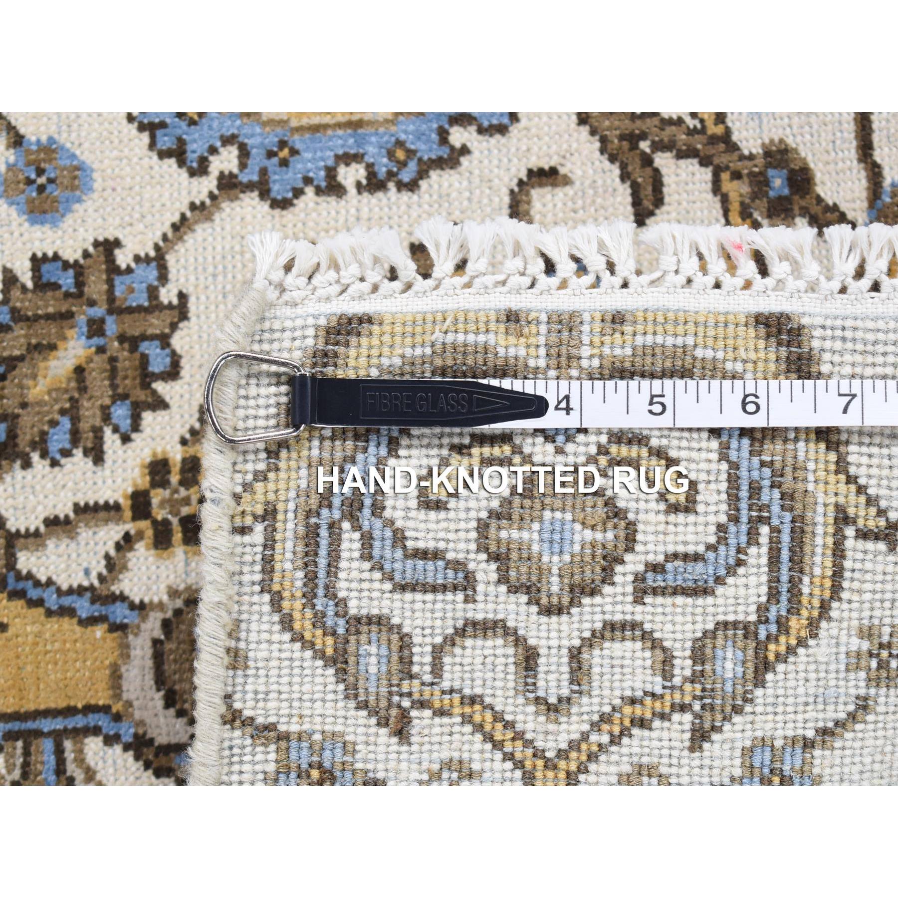 2'x3'2" Ivory, Rajasthan All Over Design, Hand Knotted 100%Wool, Mat Fragment Sample Oriental Rug Sh80606