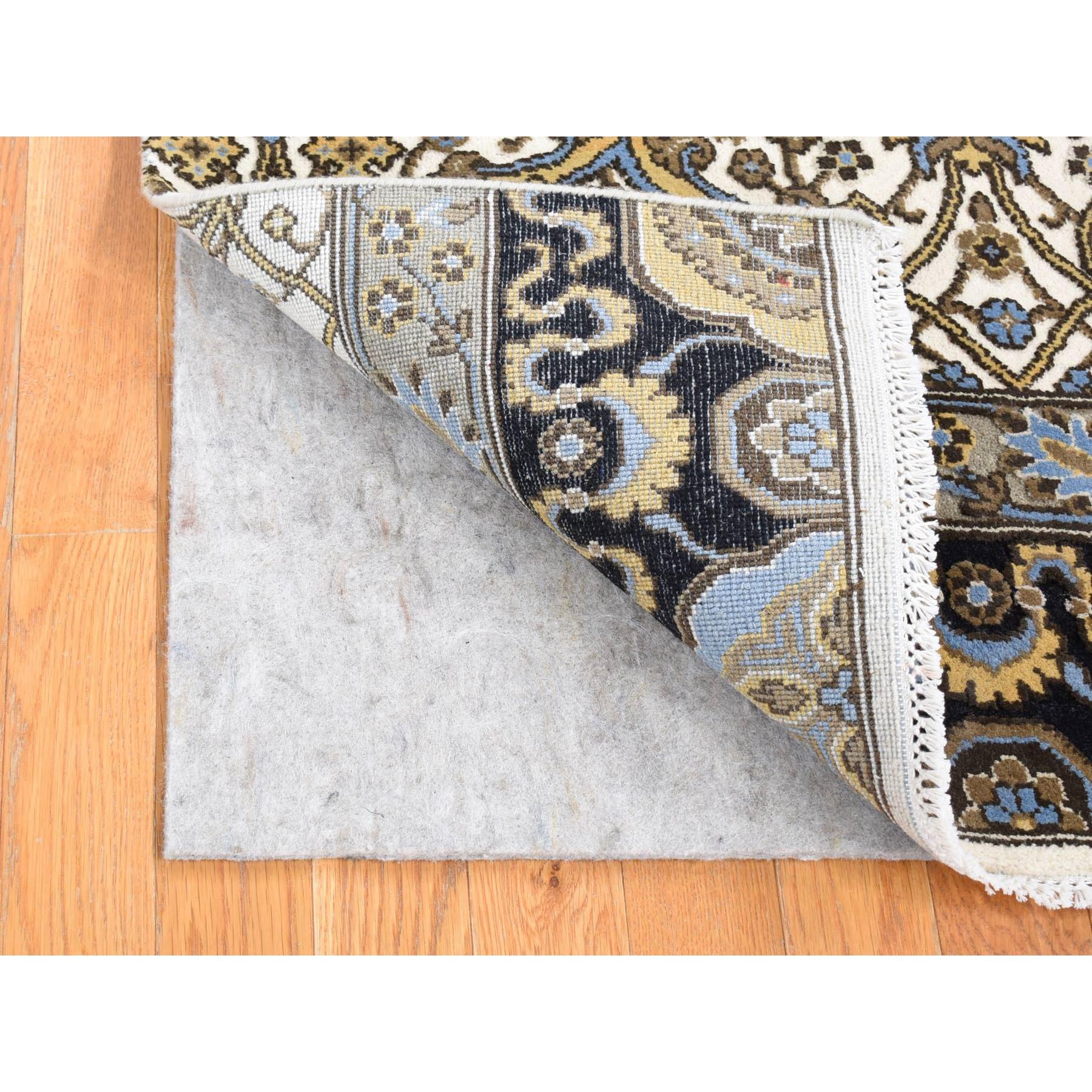 2'x3'2" Ivory, Rajasthan with All Over Design, Hand Knotted 100% Wool, Mat Fragment Sample Oriental Rug Sh80612