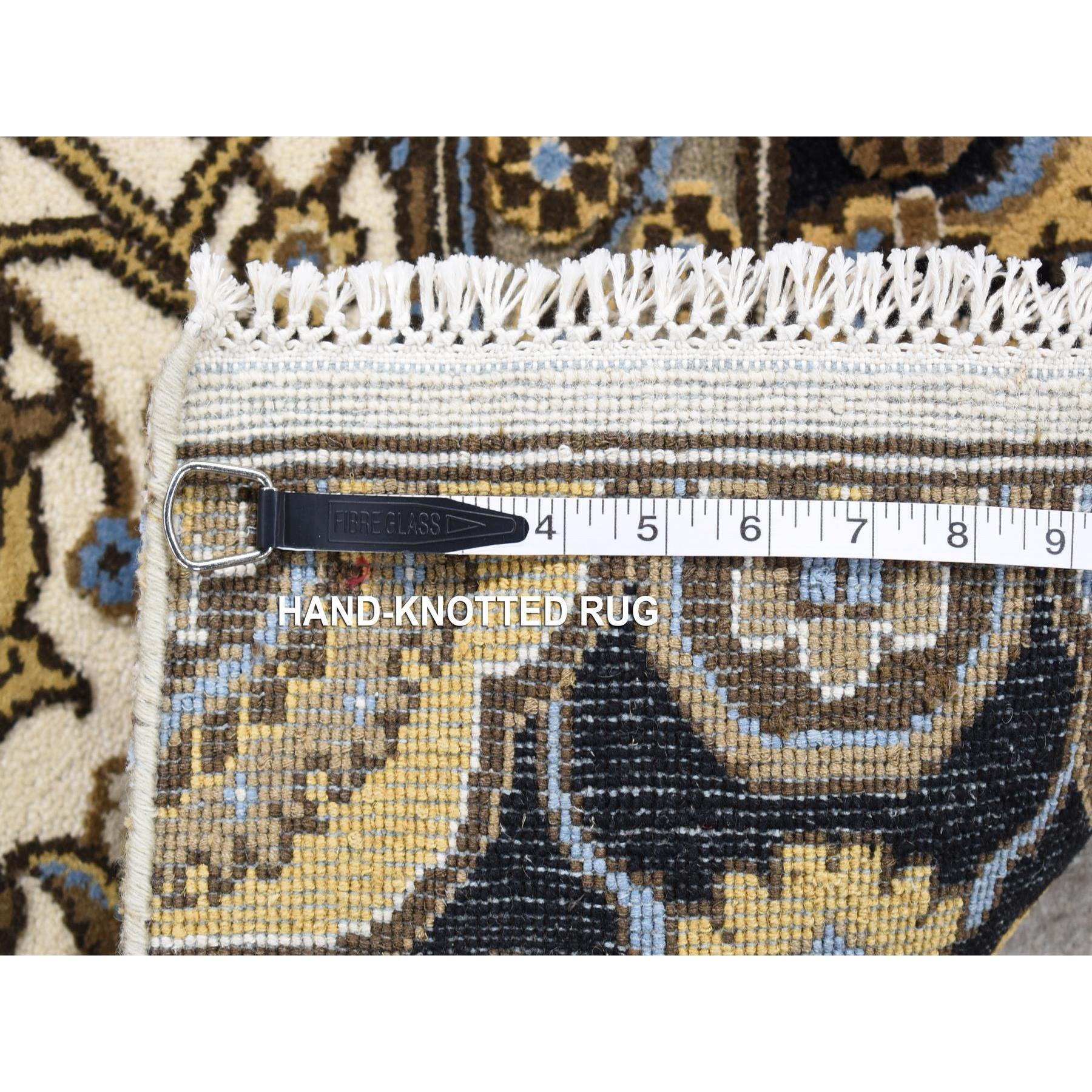 2'x3'2" Ivory, Rajasthan with All Over Design, Hand Knotted 100% Wool, Mat Fragment Sample Oriental Rug Sh80612