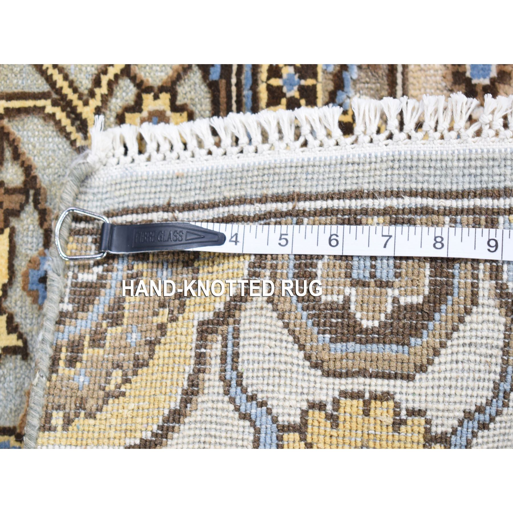 2'x3'2" Platinum Gray, Rajasthan with All Over Design, Hand Knotted 100% Wool, Mat Fragment Sample Oriental Rug Sh80613