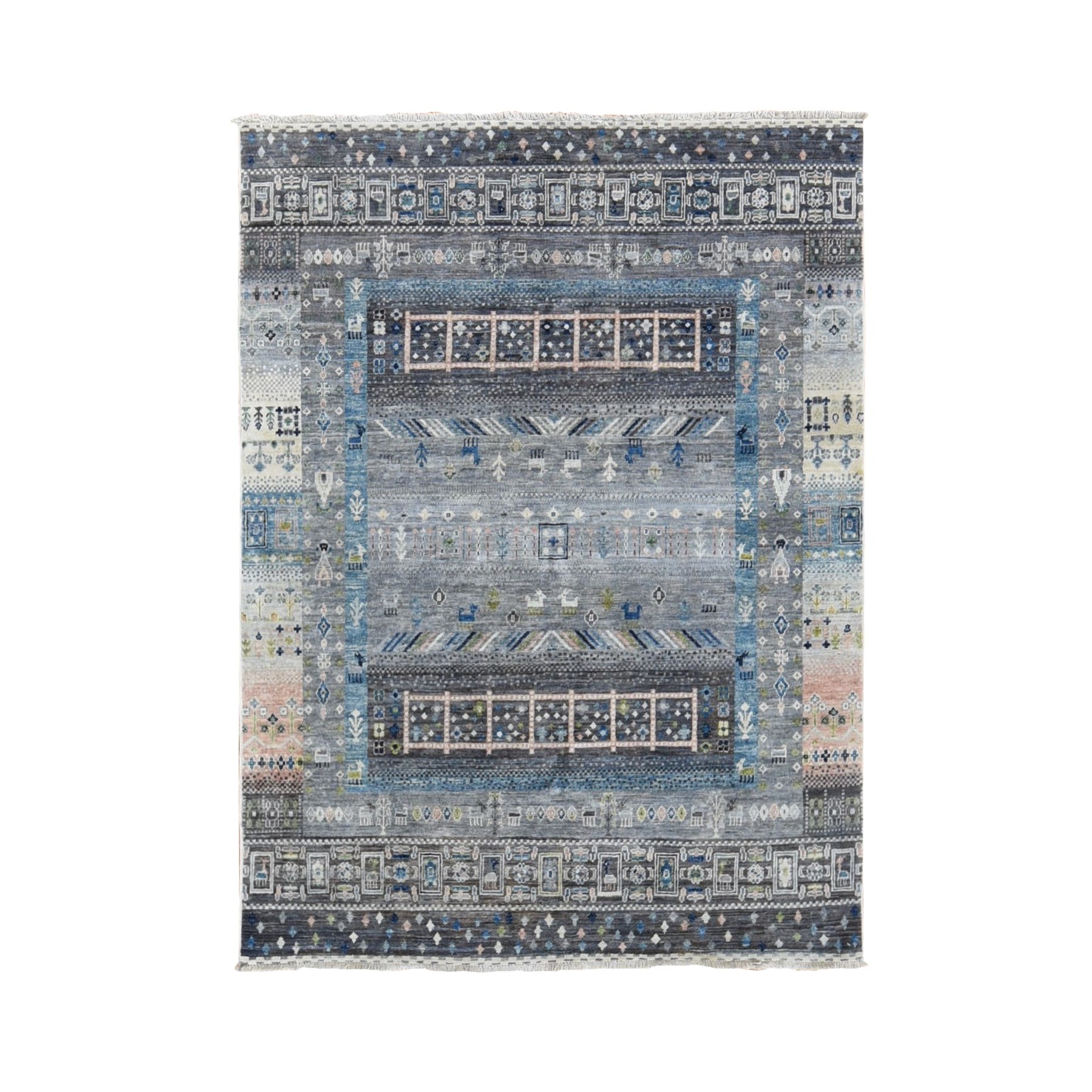 traditional Wool Hand-Knotted Area Rug 4'10