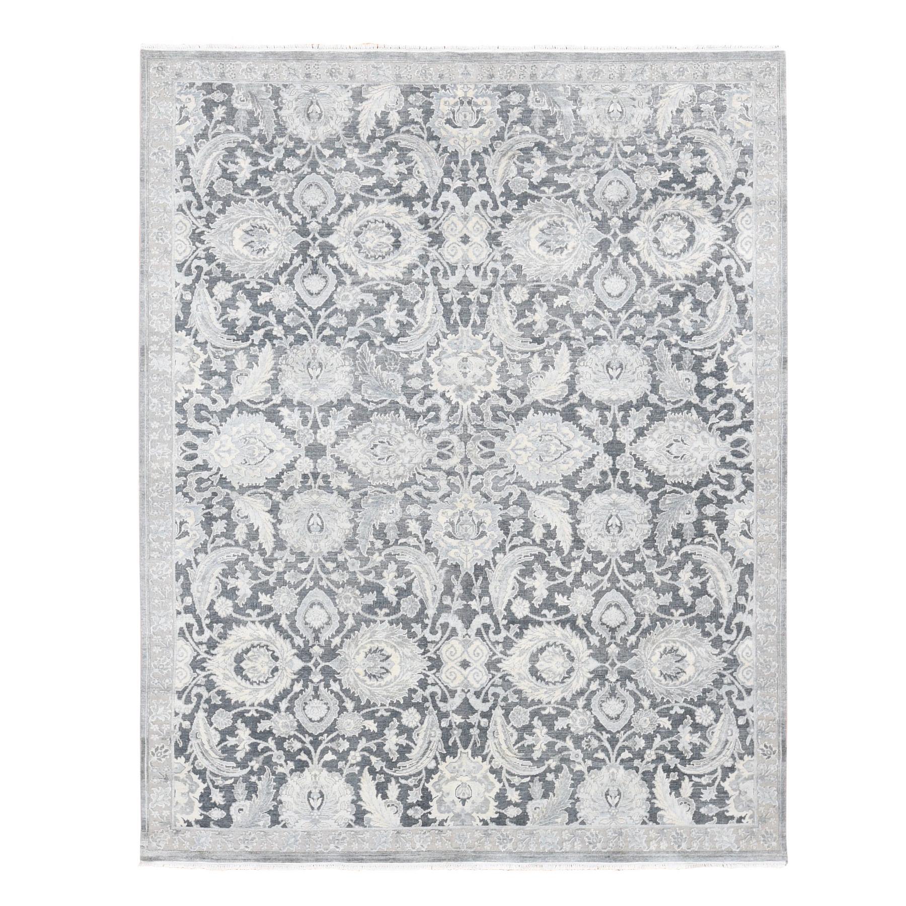 transitional Silk Hand-Knotted Area Rug 8'0