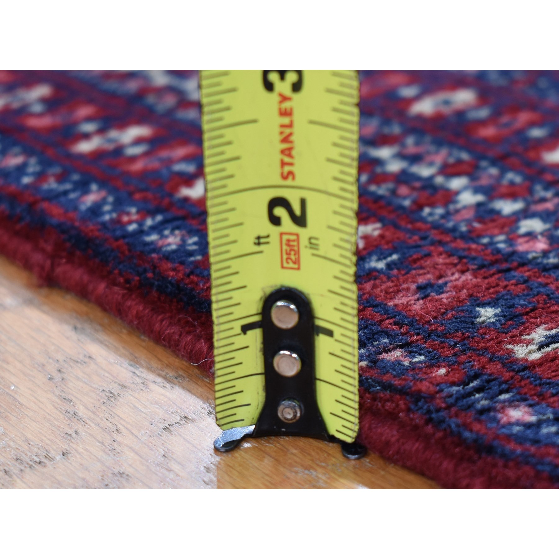 3'1"x5'4" Crimson Red, Old Turkeman Bokara, Elephant Feet Medallions, Soft and Supple, Full Even Pile, Clean with Sides and Ends Professionally Secured, Hand Knotted, Pure Wool Oriental Rug Sh80719