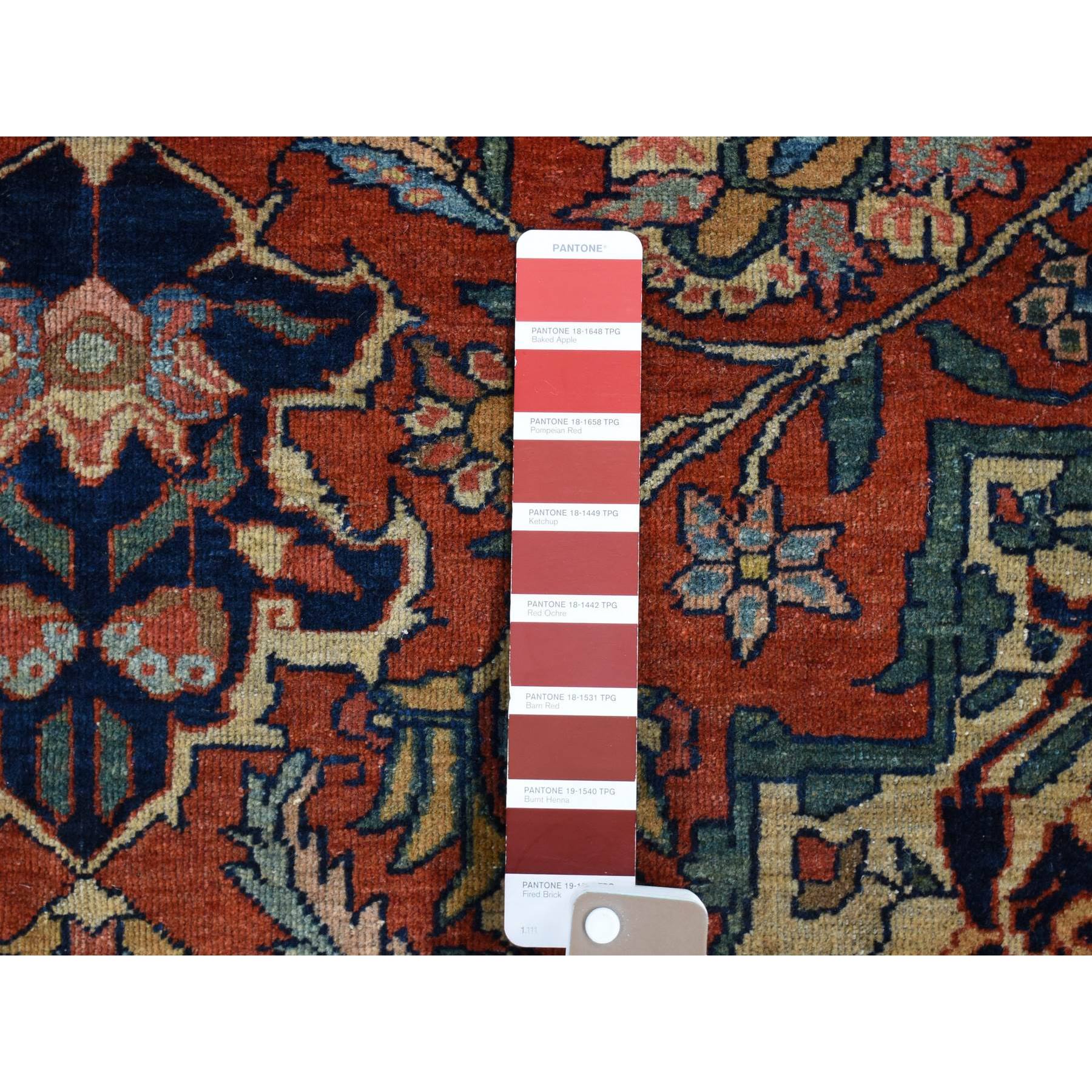 9'x12' Barn Red, Antique Persian Feraghan Sarouk, Evenly Worn Soft and Supple, Hand Knotted Soft Wool, No Repairs, Clean, Sides and Edges Professionally Secured, Oriental Rug Sh80722