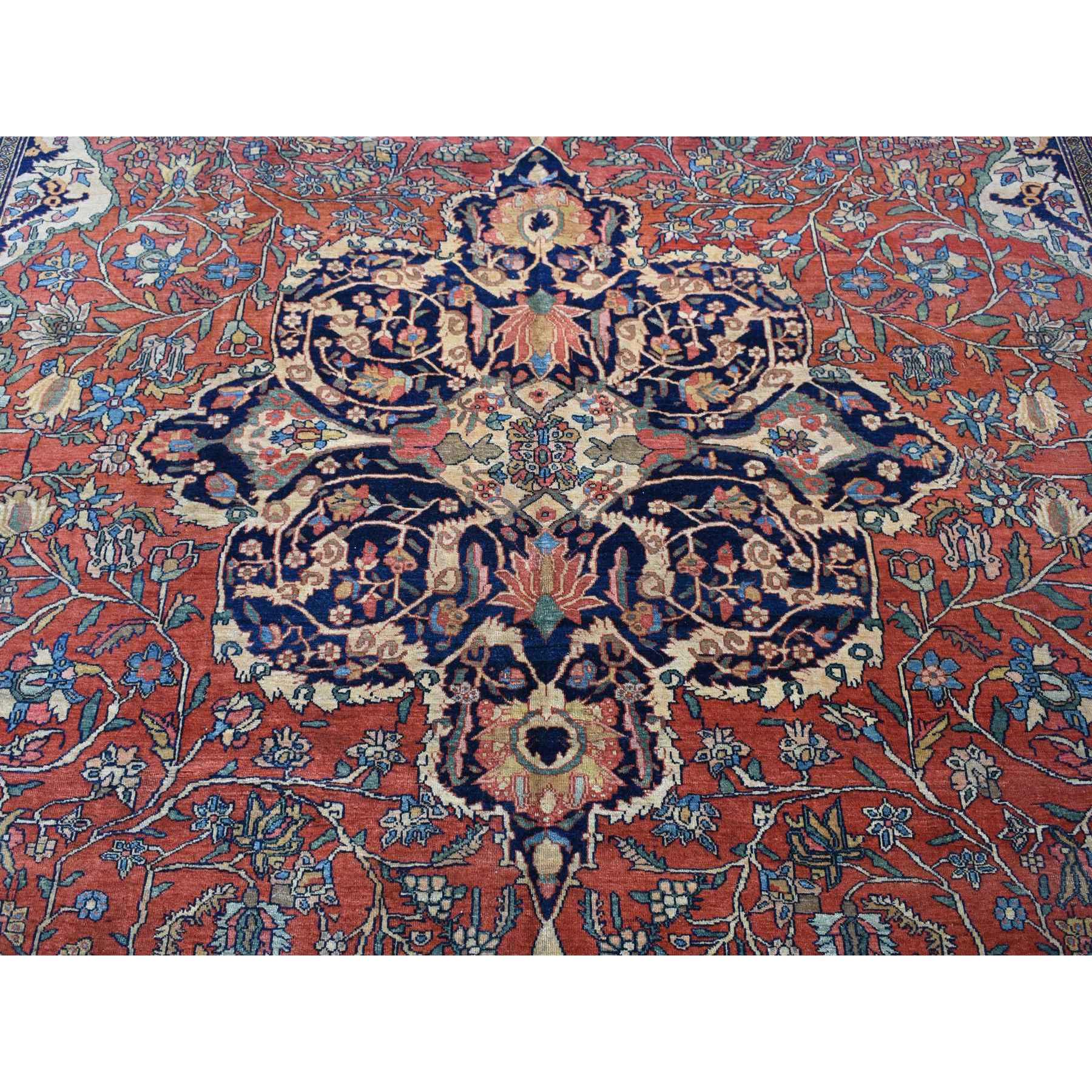 9'x12' Barn Red, Antique Persian Feraghan Sarouk, Evenly Worn Soft and Supple, Hand Knotted Soft Wool, No Repairs, Clean, Sides and Edges Professionally Secured, Oriental Rug Sh80722