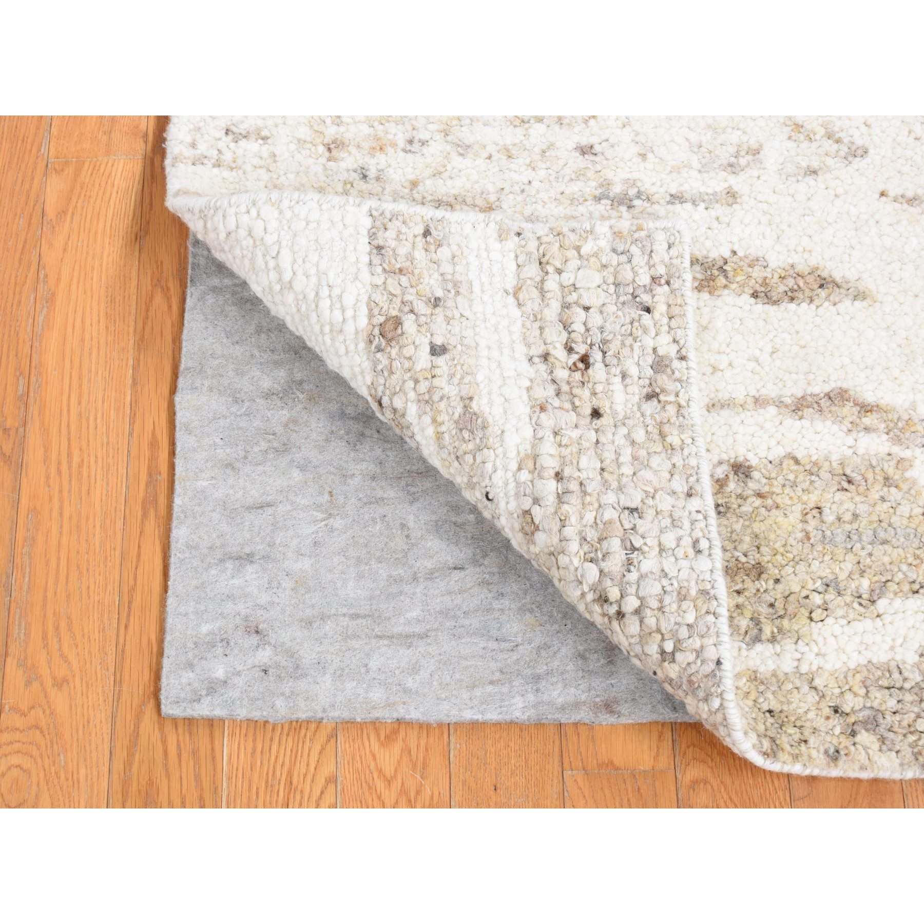 3'x3' Earth Tone Colors, Modern Thick Chunky Texture, Plush Pile, Organic Undyed Natural Wool Hand Knotted, Square Oriental Rug Sh80752