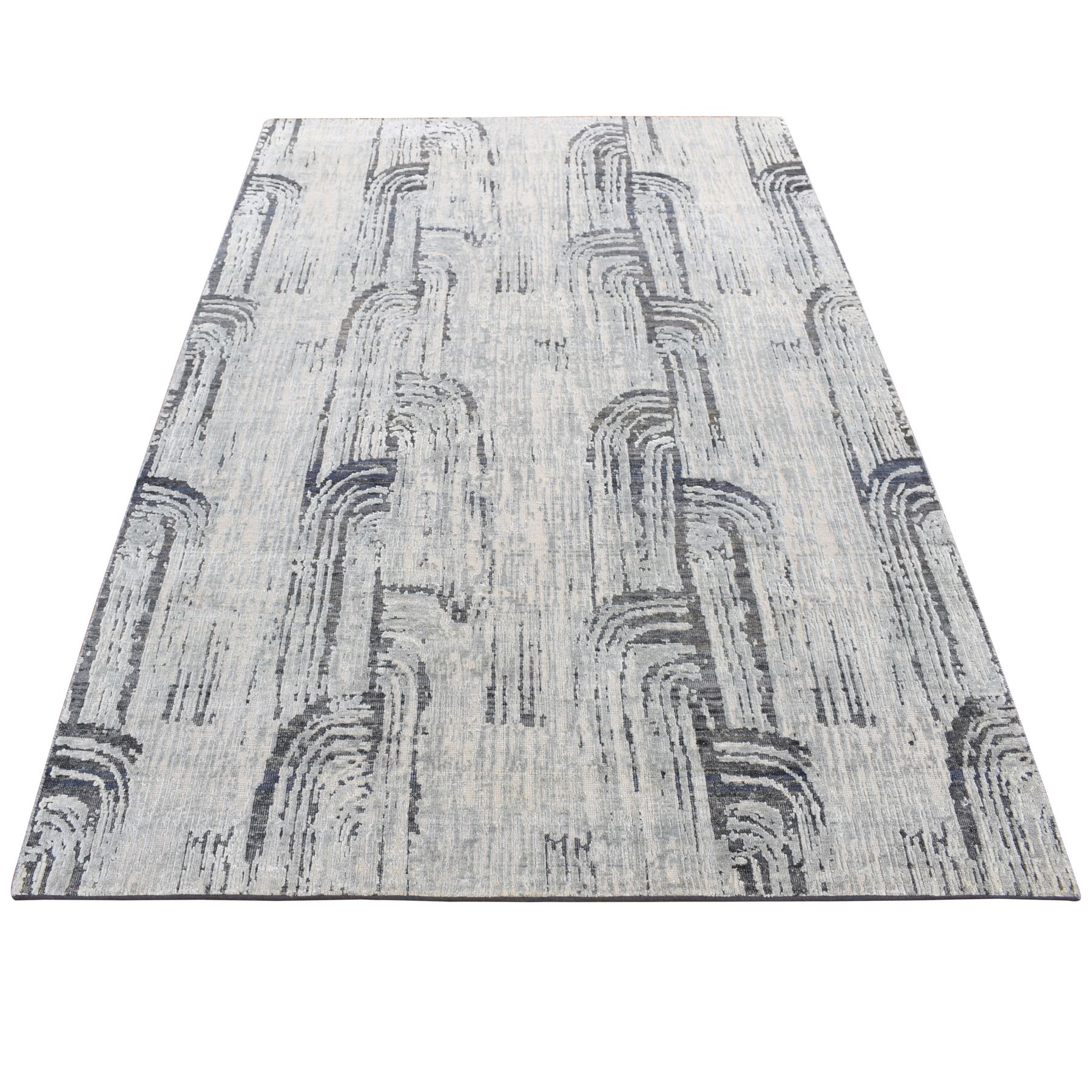 transitional Silk Hand-Knotted Area Rug 5'0