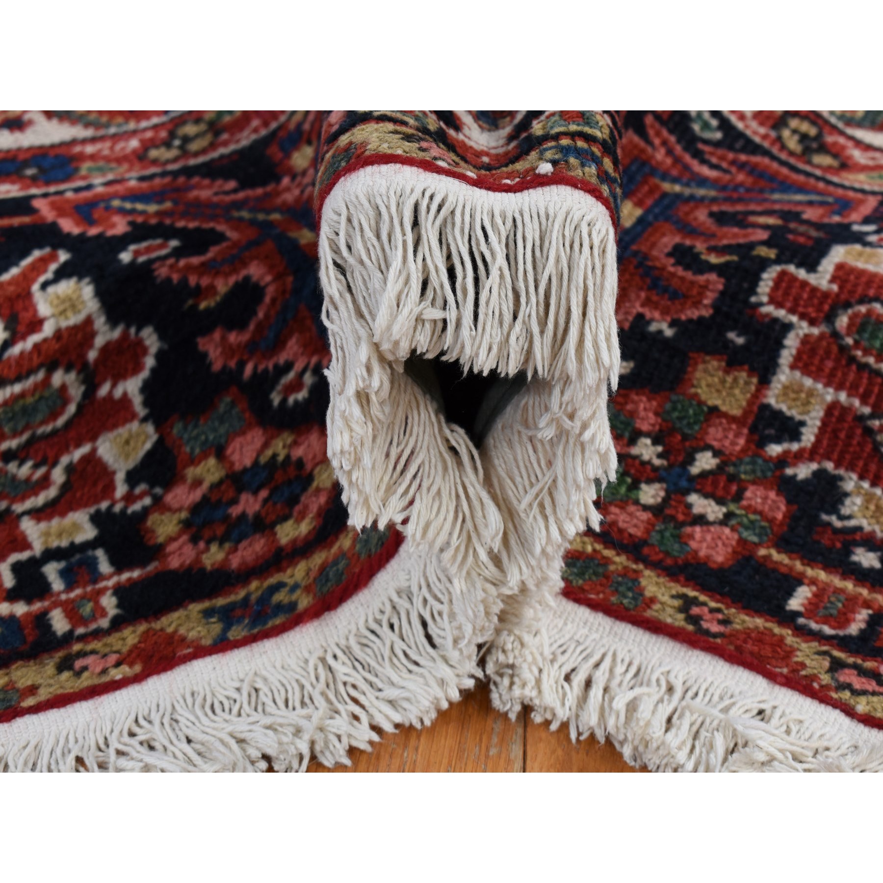 8'10"x11'8" Chili Red, Antique Persian Heriz, Soft and Full Pile, Pure Wool, Sides and Ends Professionally Secured, cleaned, Hand Knotted, Oriental Rug Sh80776
