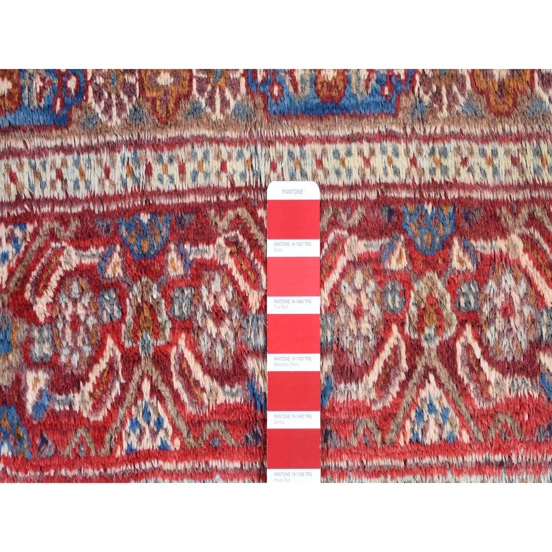 7'9"x10'10" Cordovan Red, Persian Moud With Geometric Design, Natural Dyes, 100% Wool, Multiple Mahi Fish Design, Geometric Medallions, Hand Knotted, Oriental Rug Sh80778