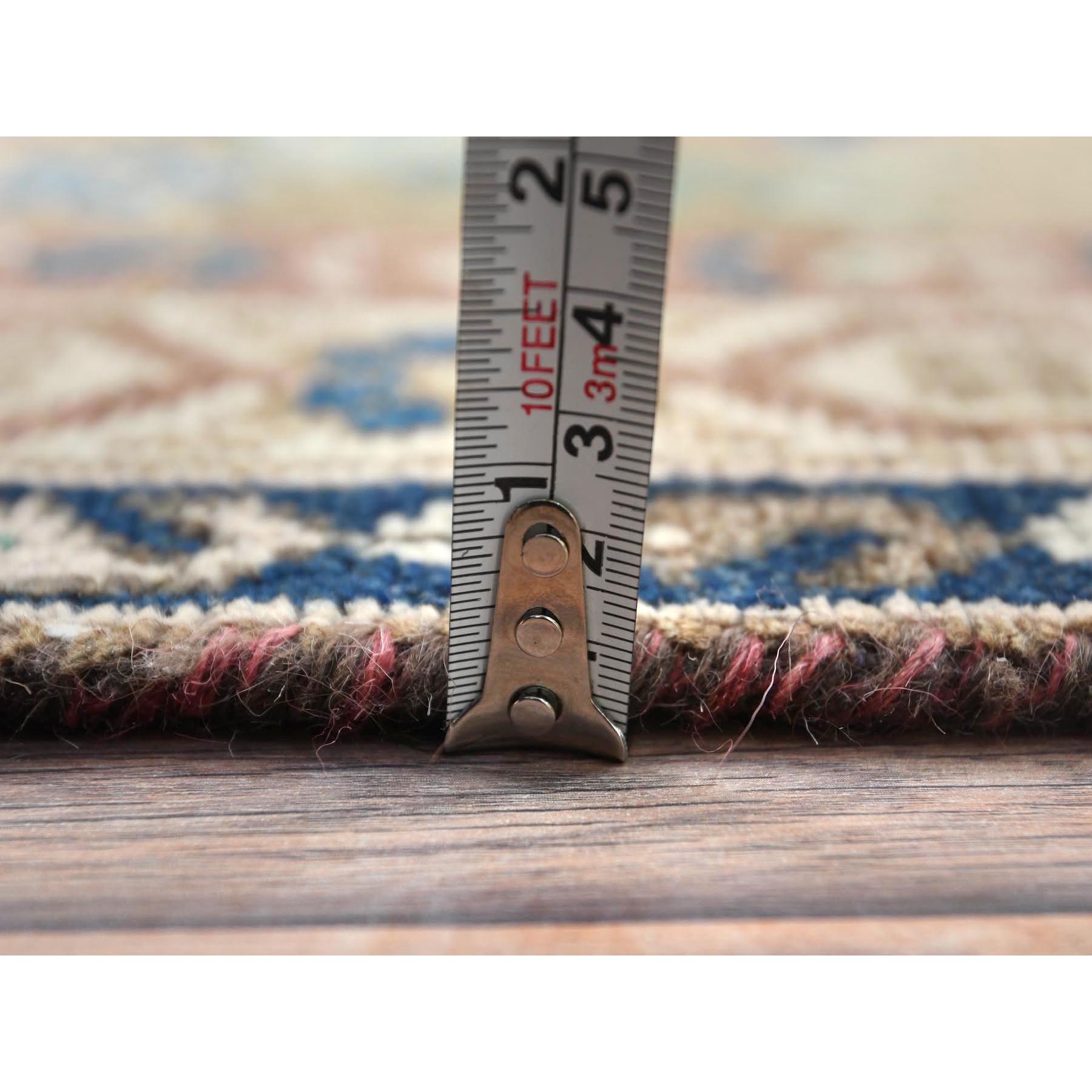 3'4"x9'9" Almond Brown, Vintage Persian Hamadan with Flower Design Sheared Low, Distressed Look Worn Wool Hand Knotted, Wide Runner Oriental Rug Sh81057