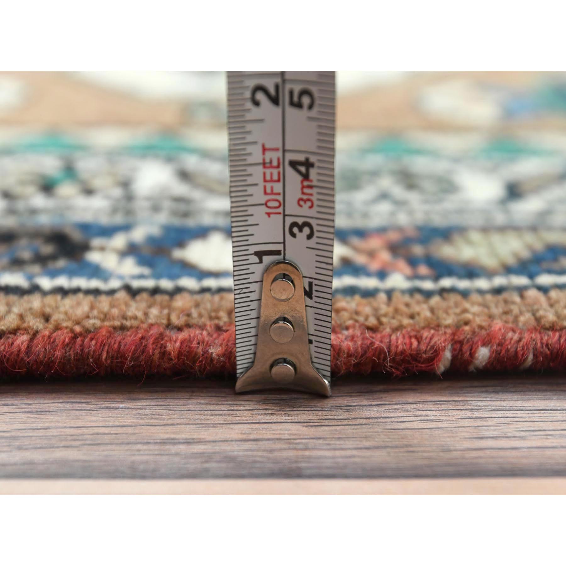 3'7"x9'9" Almond Brown, Distressed Look Worn Wool Hand Knotted, Vintage Persian Lilahan Sheared Low, Wide Runner Oriental Rug Sh81061