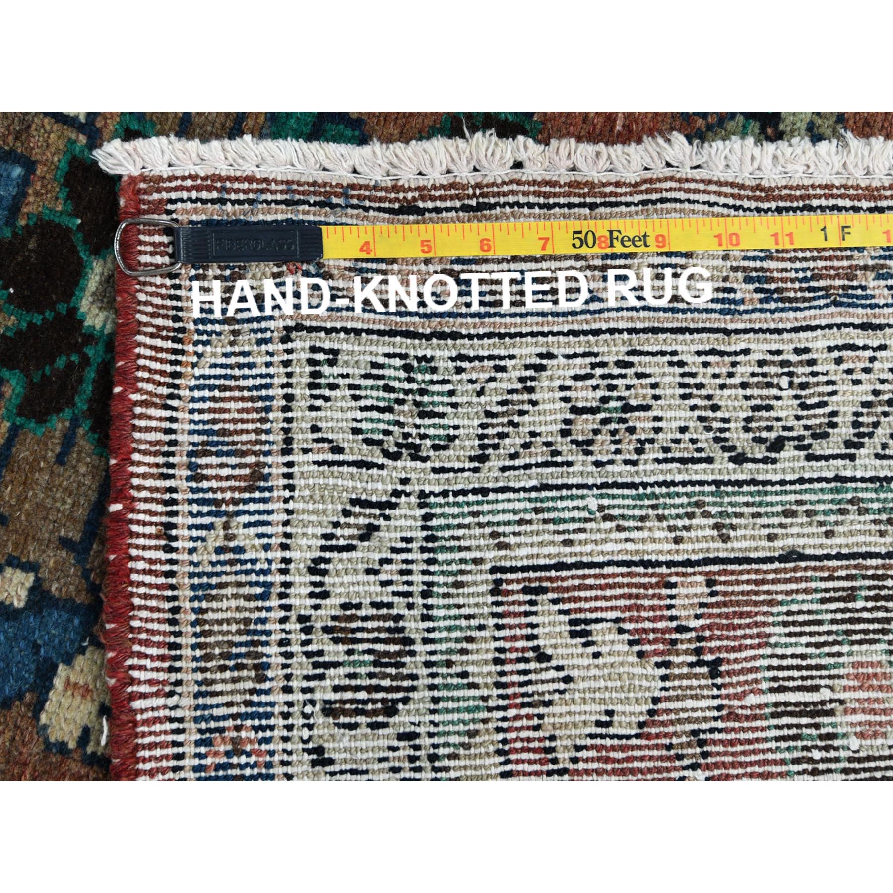 3'7"x9'9" Almond Brown, Distressed Look Worn Wool Hand Knotted, Vintage Persian Lilahan Sheared Low, Wide Runner Oriental Rug Sh81061