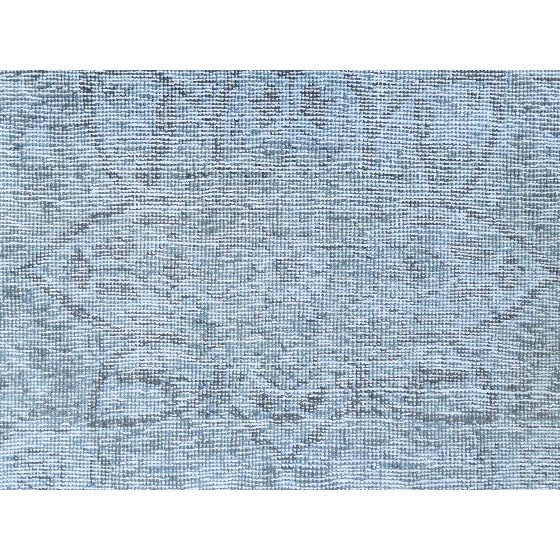 9'10"x12'2" Light Blue Shabby Chic Vintage Persian Tabriz Hand Knotted Worn Wool, Sheared Low Distressed Look Oriental Rug Sh81099
