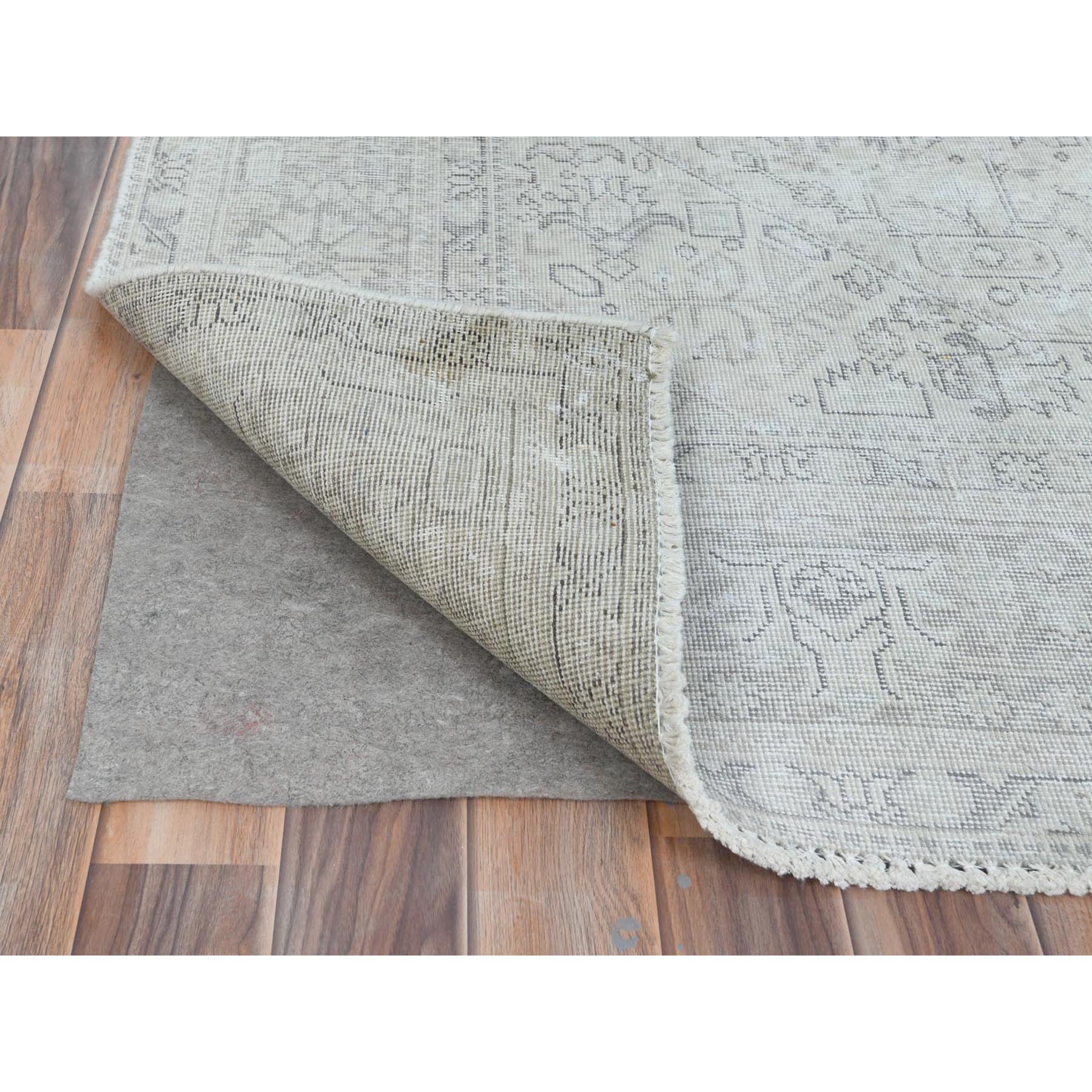 6'5"x9'4" Gray Vintage Persian Tabriz Hand Knotted Worn Wool, Sheared Low Distressed Look, Shabby Chic Oriental Rug Sh81111