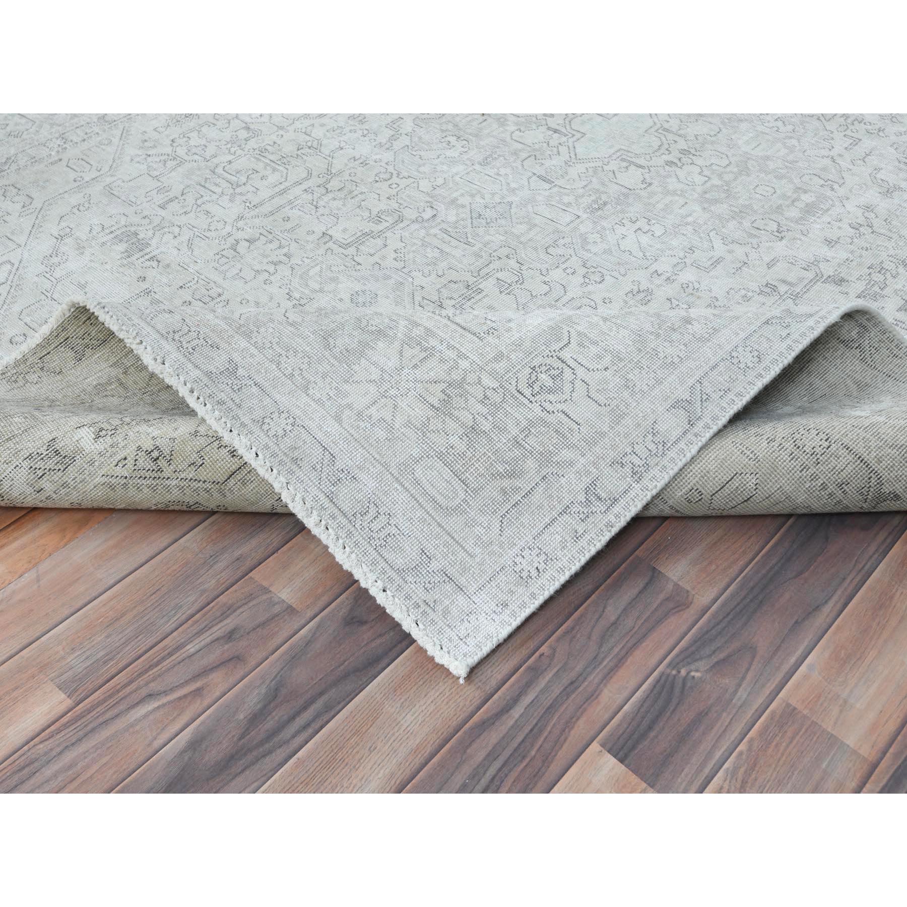 6'5"x9'4" Gray Vintage Persian Tabriz Hand Knotted Worn Wool, Sheared Low Distressed Look, Shabby Chic Oriental Rug Sh81111