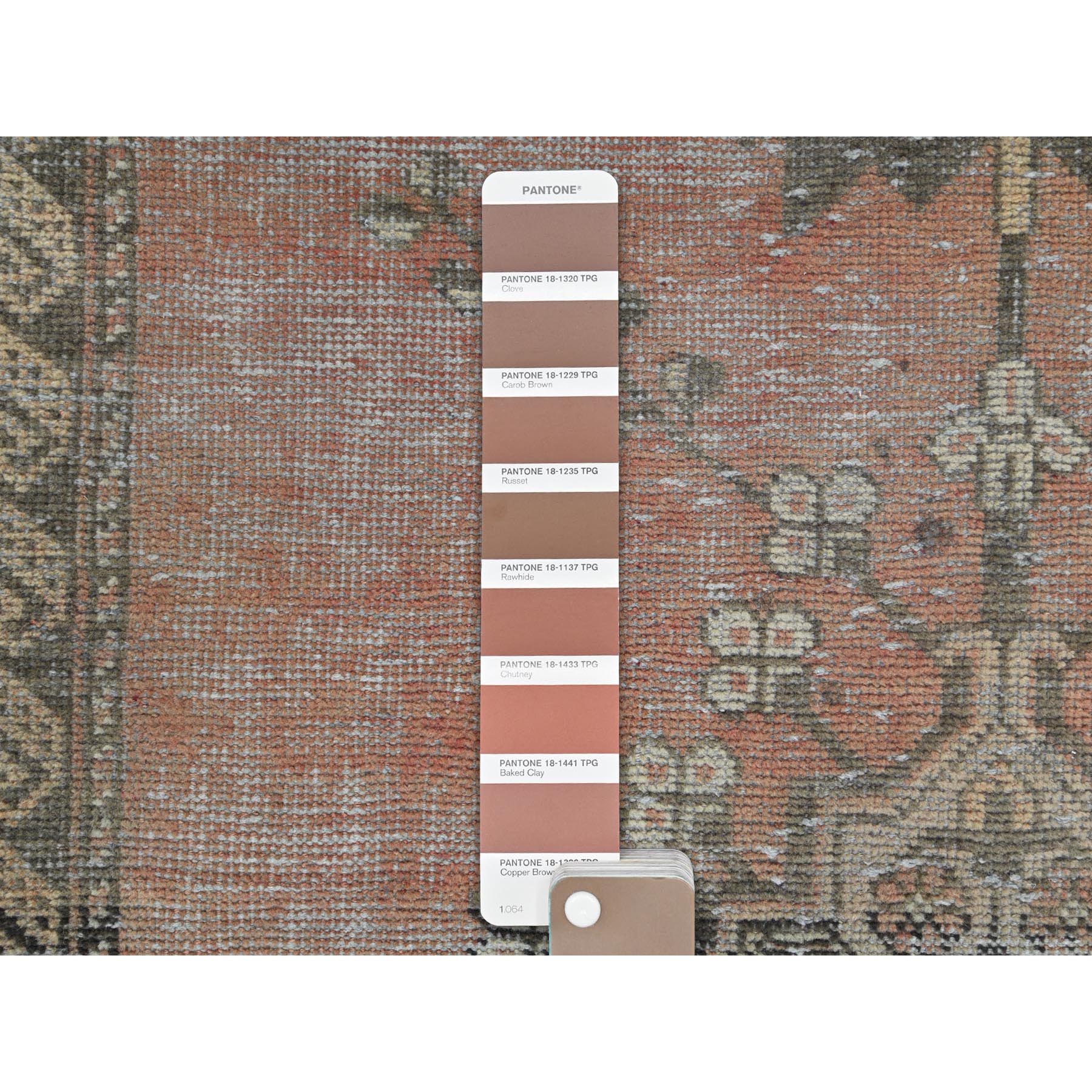 3'7"x6'6" Brick Red, Worn Wool Hand Knotted, Vintage Persian Baluch Sheared Low Distressed Look, Oriental Rug Sh81155