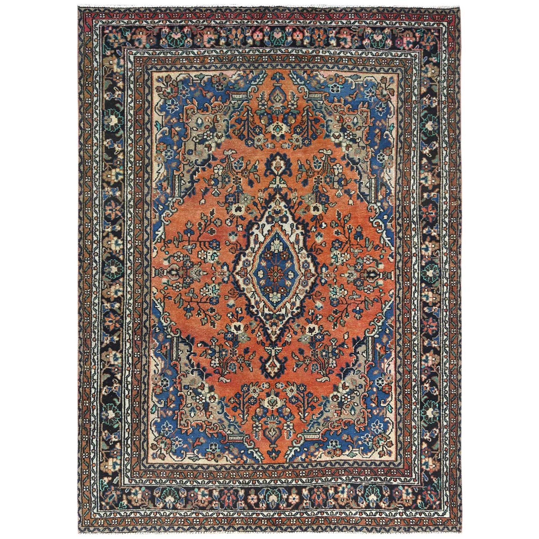  Wool Hand-Knotted Area Rug 7'4