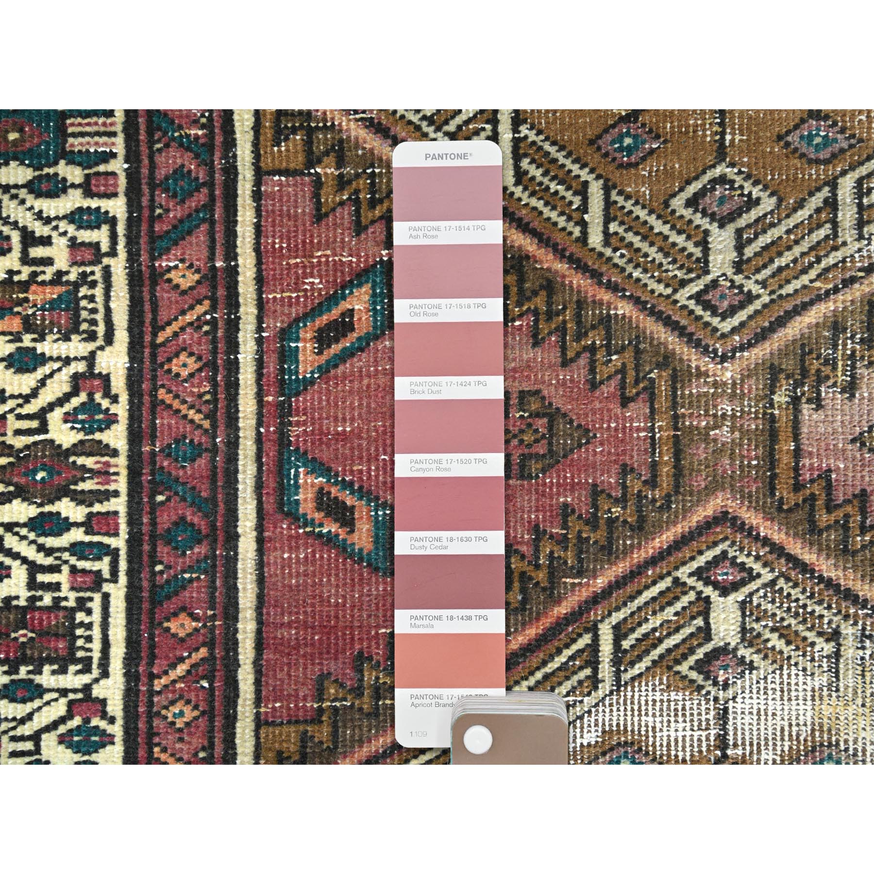 3'1"x10'1" Rich Red, Worn Wool Hand Knotted, Vintage Persian Serab Cropped Thin Distressed Look, Runner Oriental Rug Sh81186