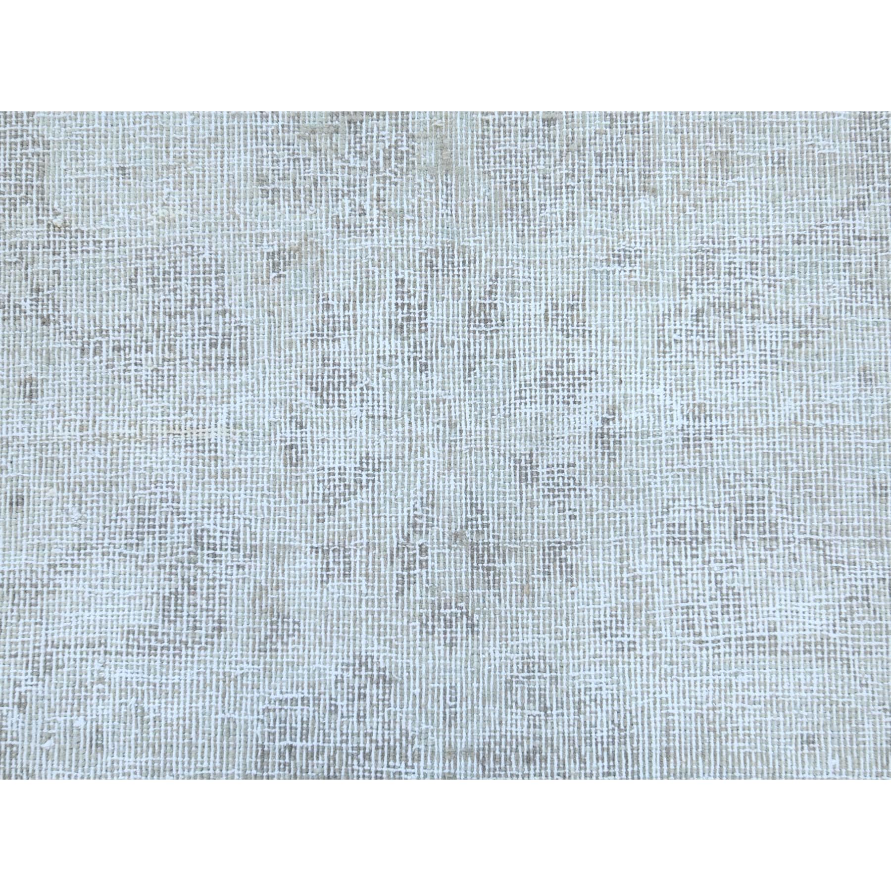 9'7"x12'6" Ivory Hand Knotted Cropped Thin, Worn Wool, Distressed Look Old Persian Kerman Oriental Rug Sh81247