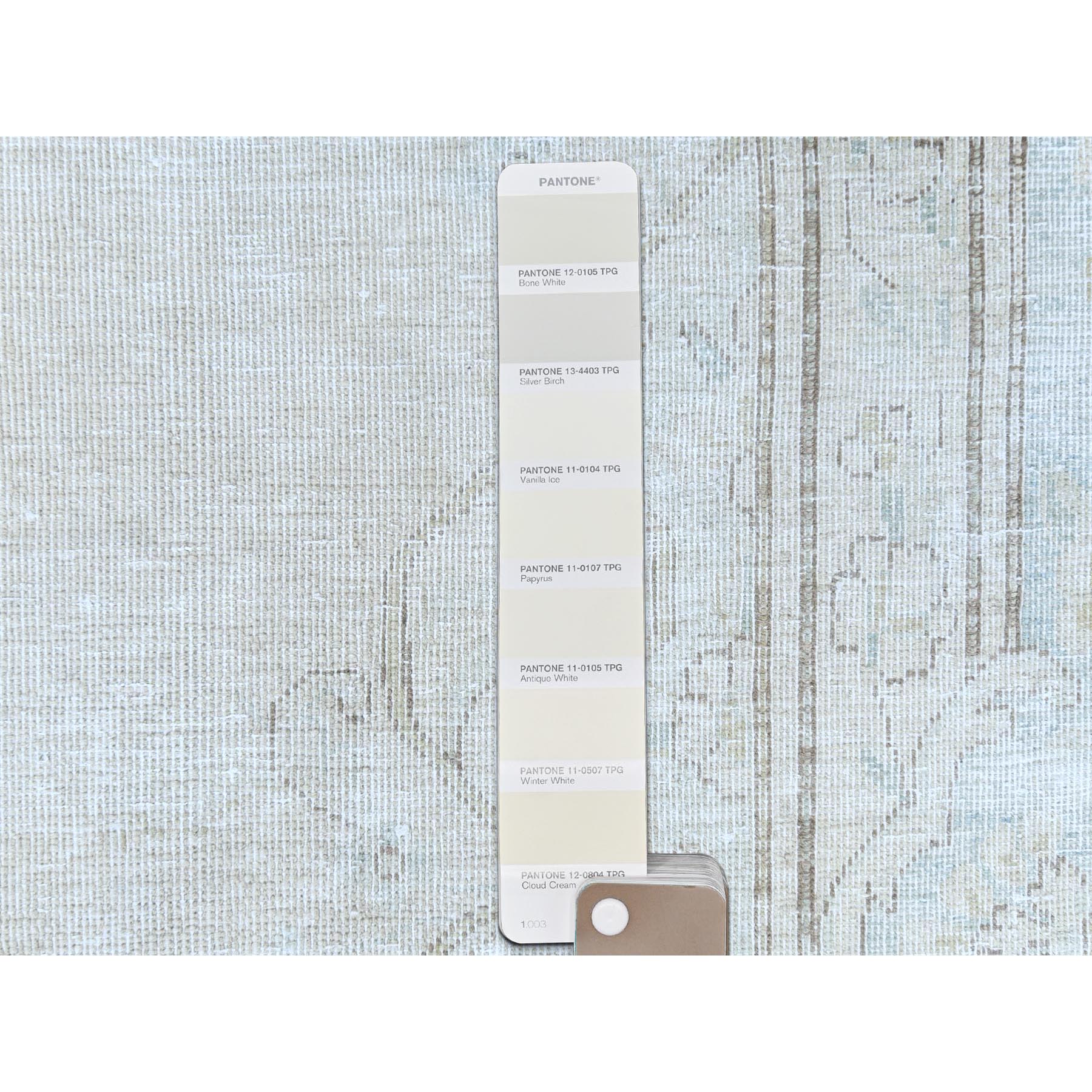 9'8"x12'10" Beige Hand Knotted Worn Wool, Cropped Thin Distressed Look Vintage Persian Kerman Oriental Rug Sh81248