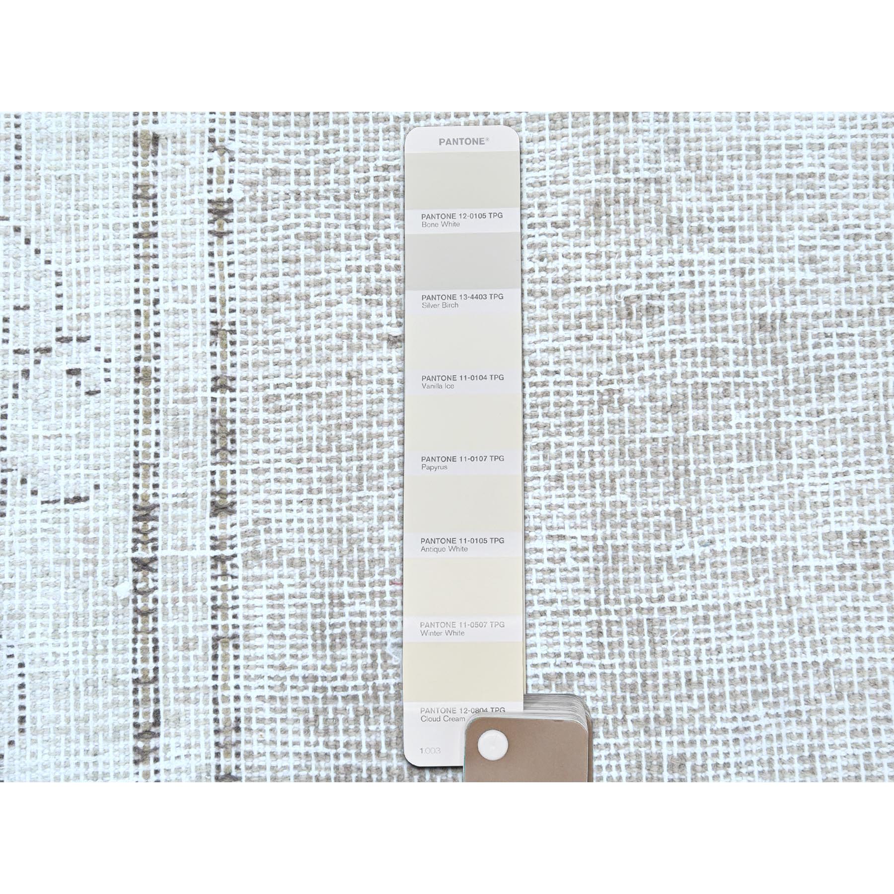 8'7"x12' Beige Hand Knotted Worn Wool, Cropped Thin, Distressed Look Vintage Persian Kerman Oriental Rug Sh81249