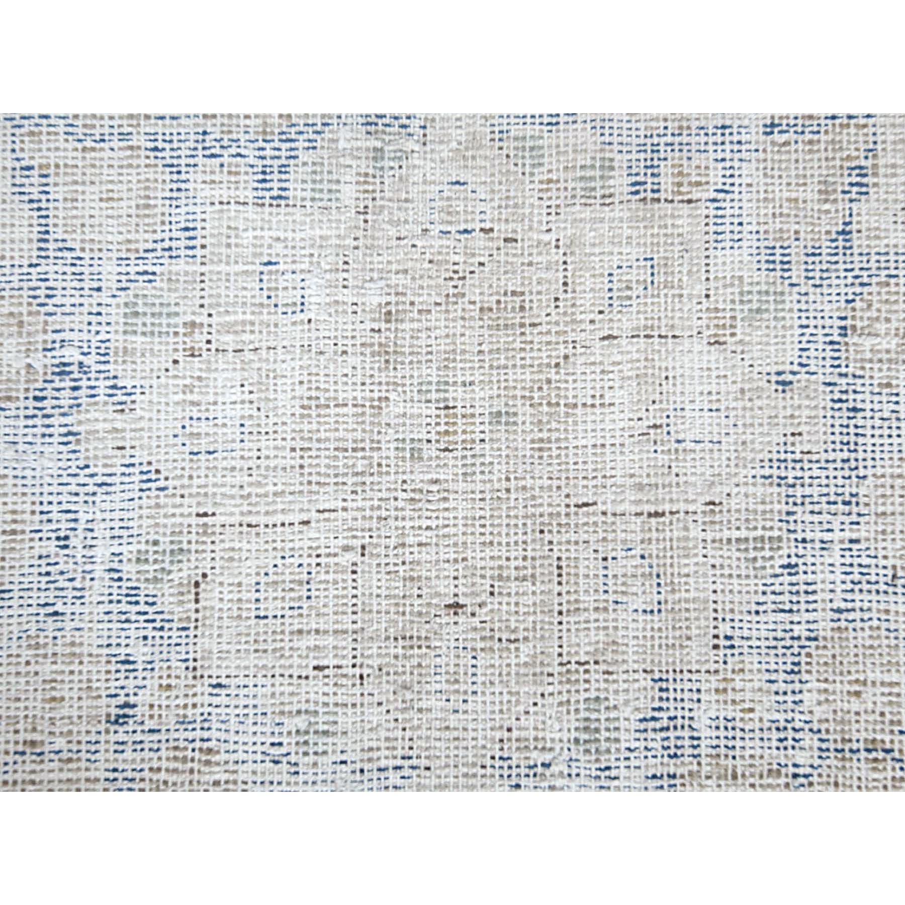 8'7"x12' Beige Hand Knotted Worn Wool, Cropped Thin, Distressed Look Vintage Persian Kerman Oriental Rug Sh81249