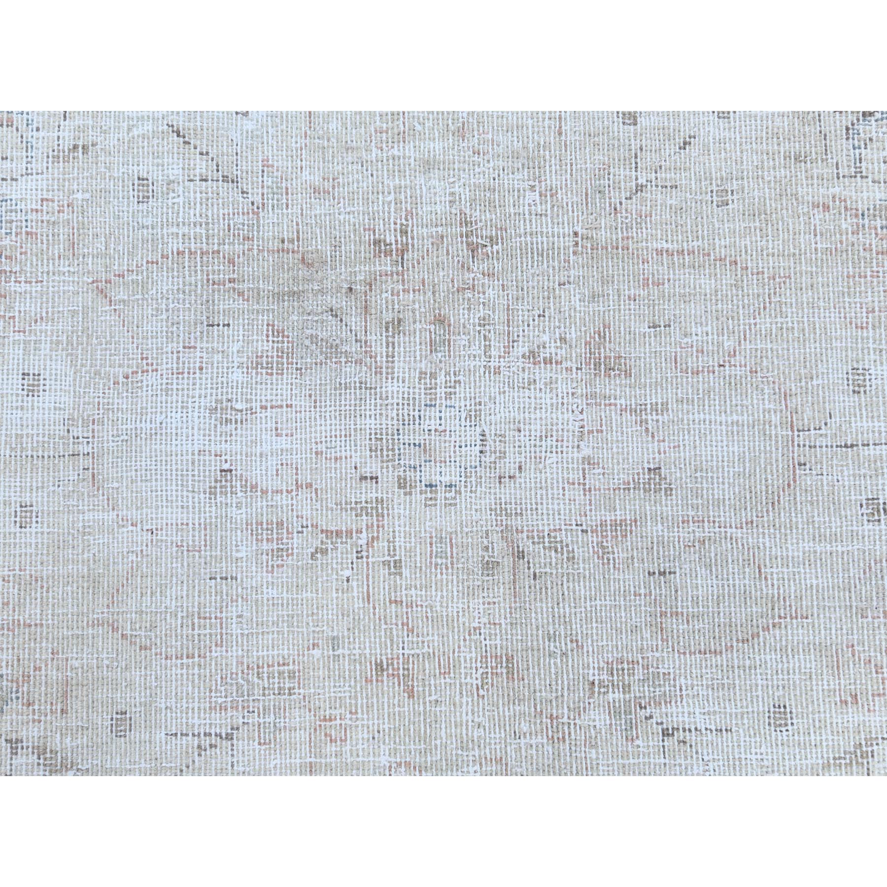 9'4"x13'1" Faded Pink Hand Knotted Worn Wool, Cropped Thin, Distressed Look Old Persian Kerman Oriental Rug Sh81251