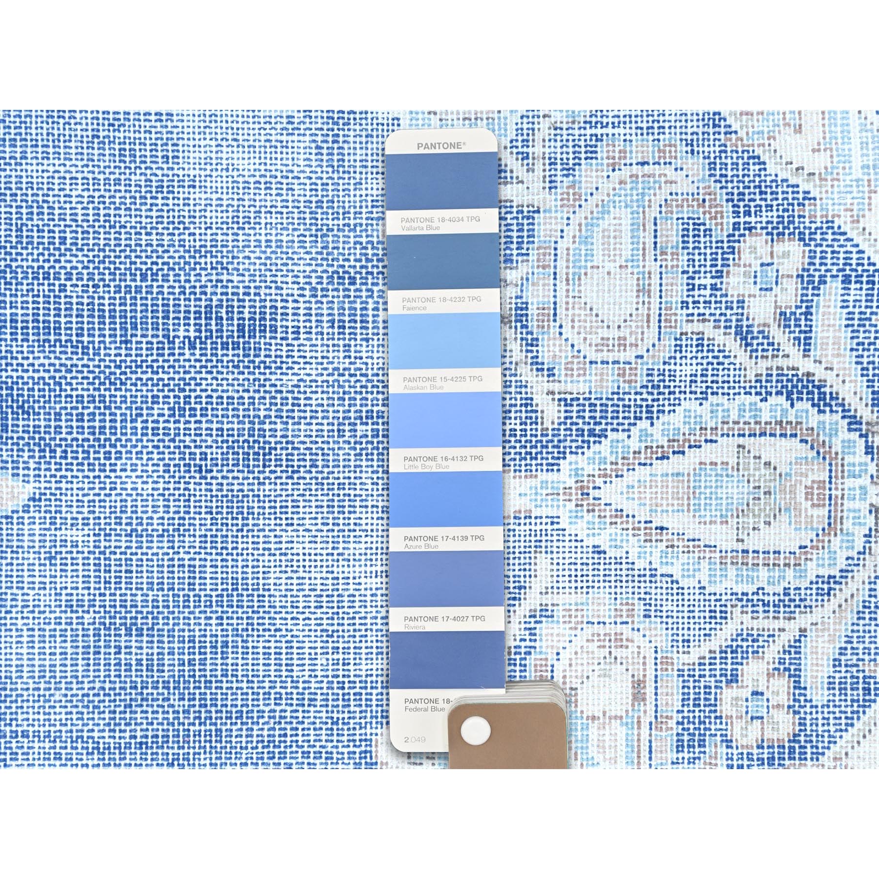 10'x13' Denim Blue Vintage Persian Kerman Hand Knotted Sheared Low Worn Wool Distressed Look Oriental Rug Sh81253