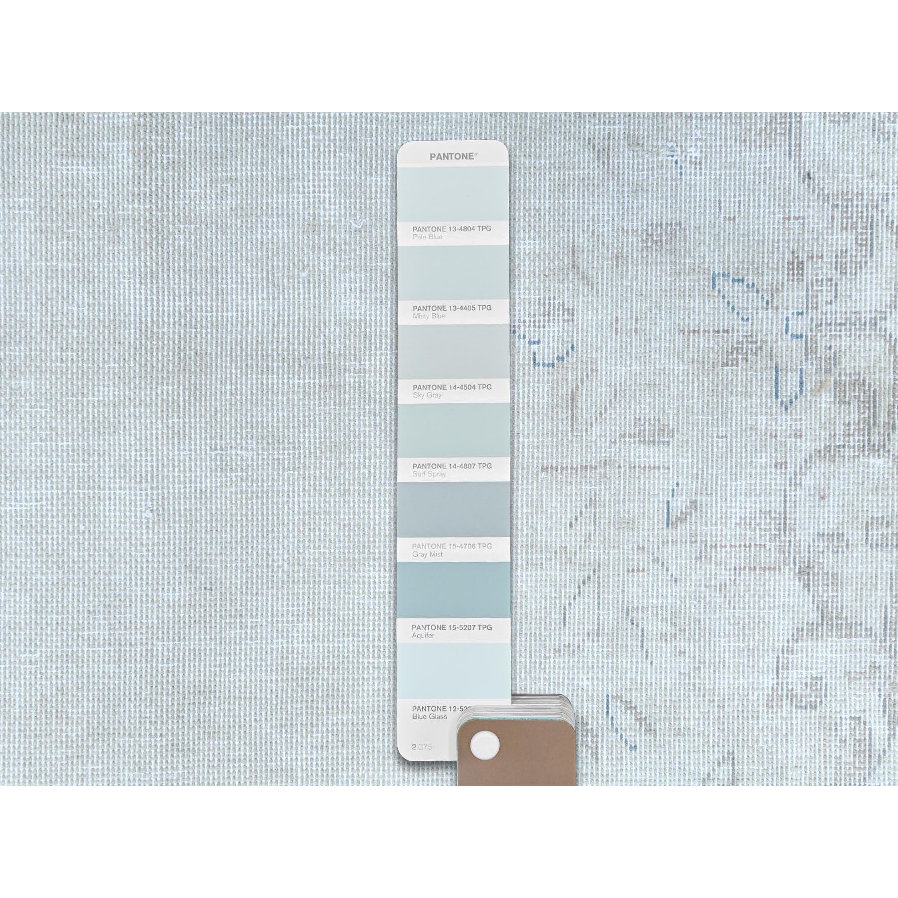 9'x12' Ivory Semi Antique Persian Kerman Worn Wool, Sheared Low, Hand Knotted Distressed Look Oriental Rug Sh81254