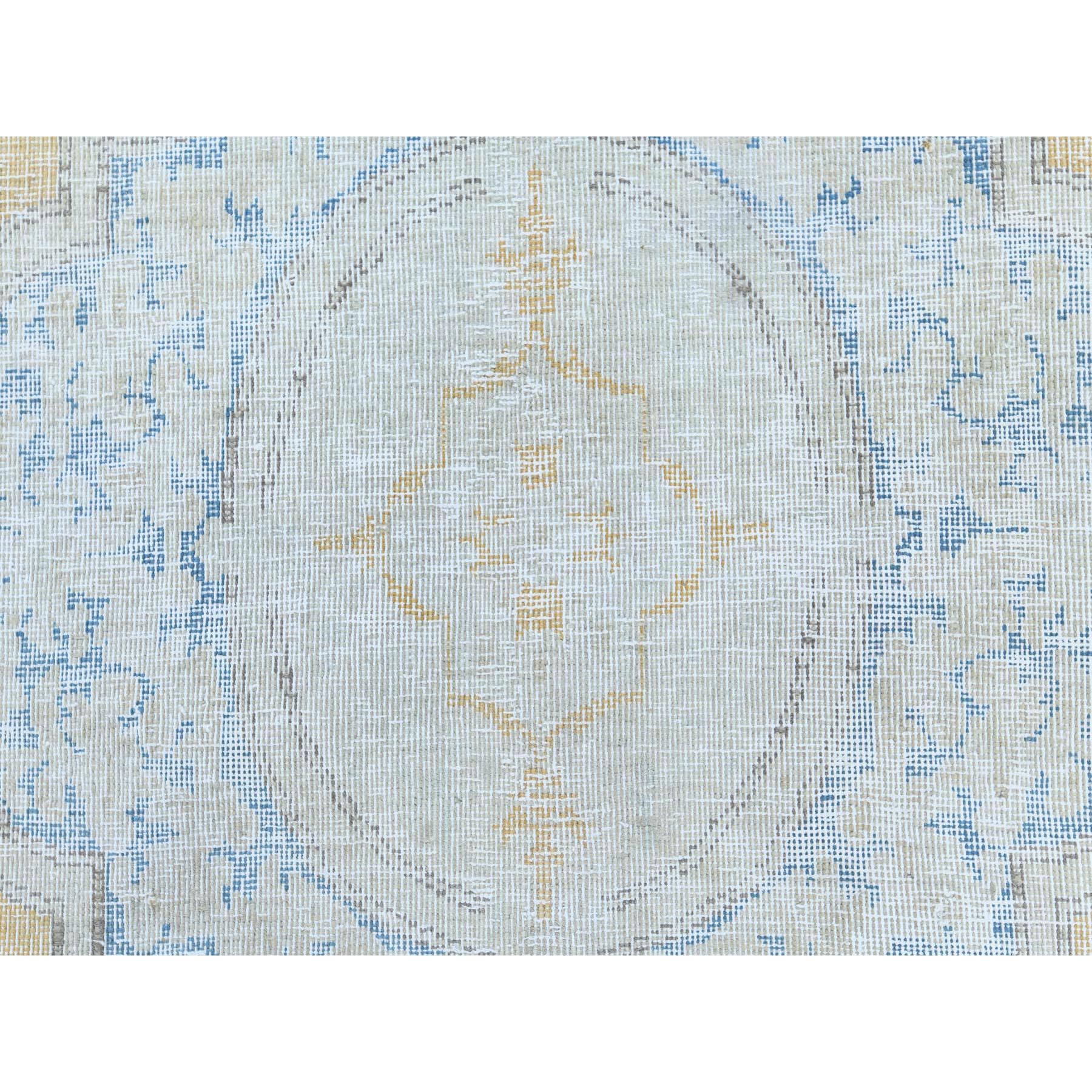 9'7"x12'8" Beige Vintage Persian Kerman Worn Wool, Sheared Low, Hand Knotted Distressed Look Oriental Rug Sh81256