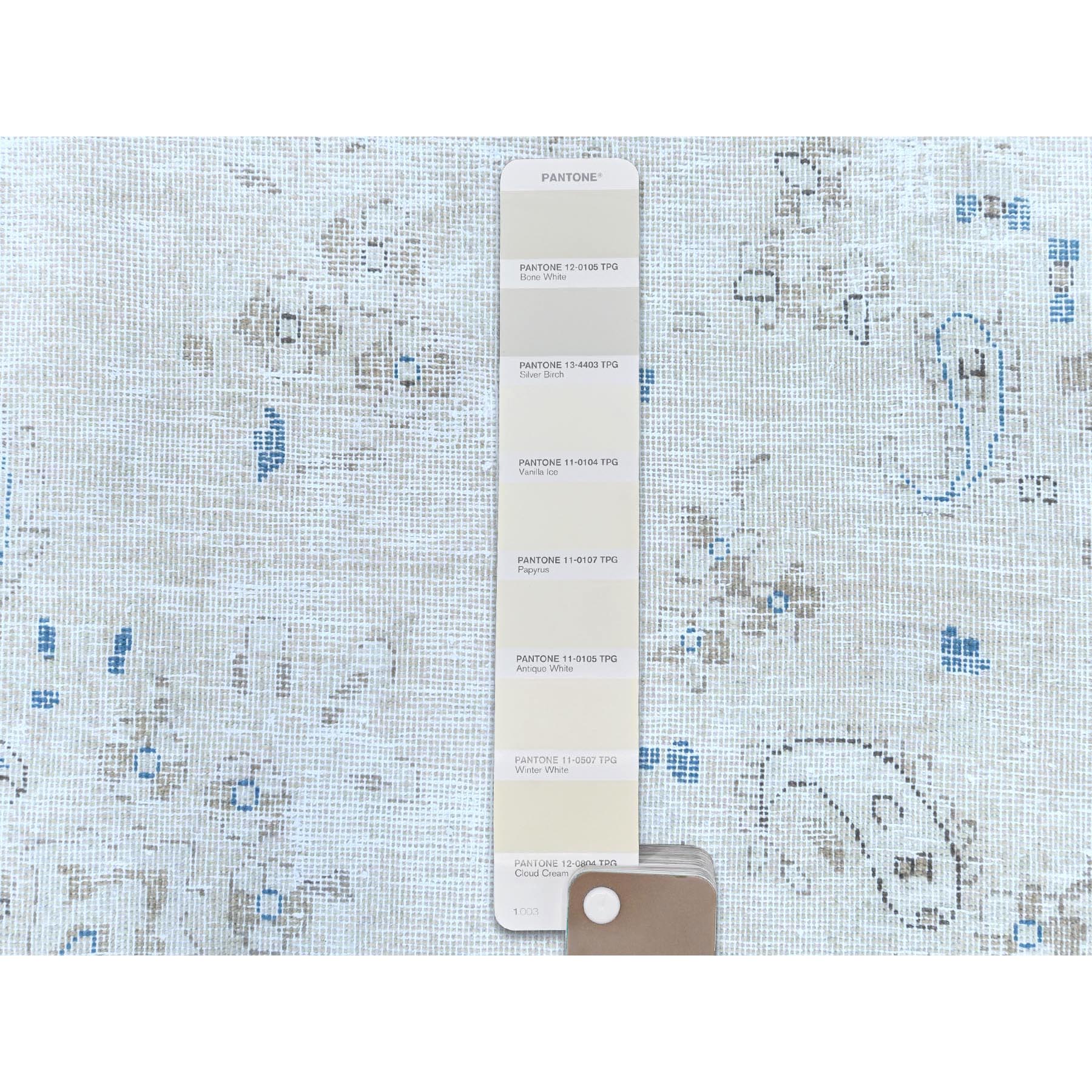 9'6"x12'6" Ivory Semi Antique Persian Kerman, Distressed Look, Hand Knotted Cropped Thin, Worn Wool Oriental Rug Sh81259