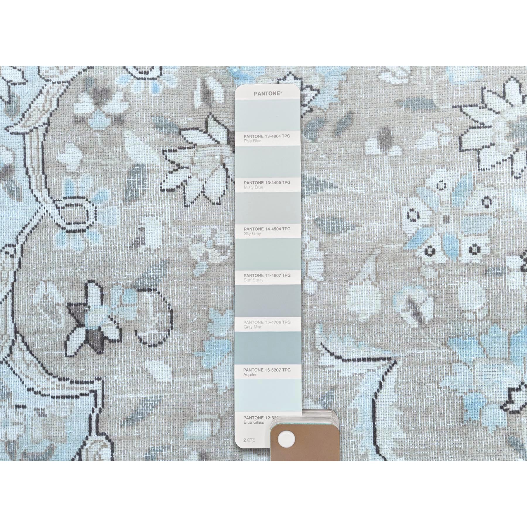 7'6"x10'10" Beige Vintage Persian Kerman Hand Knotted Worn Wool Sheared Low Shabby Chic Distressed Look Oriental Rug Sh81267