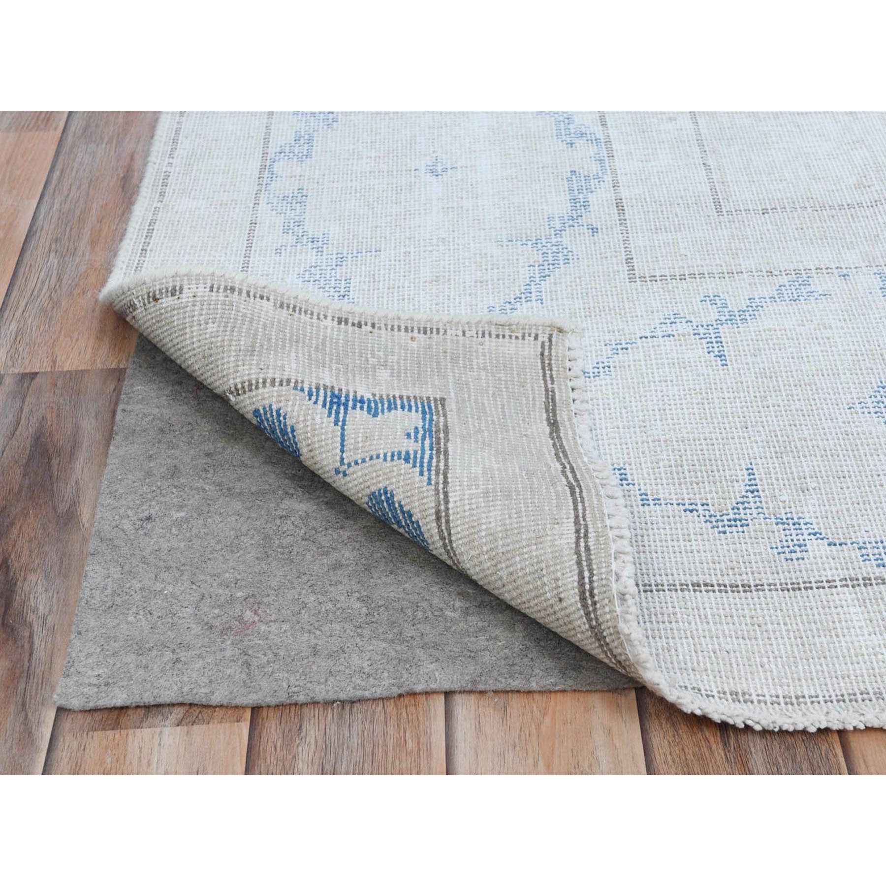 7'9"x10'7" Beige Old Persian Kerman Shabby Chic, Cropped Thin, Hand Knotted Worn Wool, Distressed Look Oriental Rug Sh81268