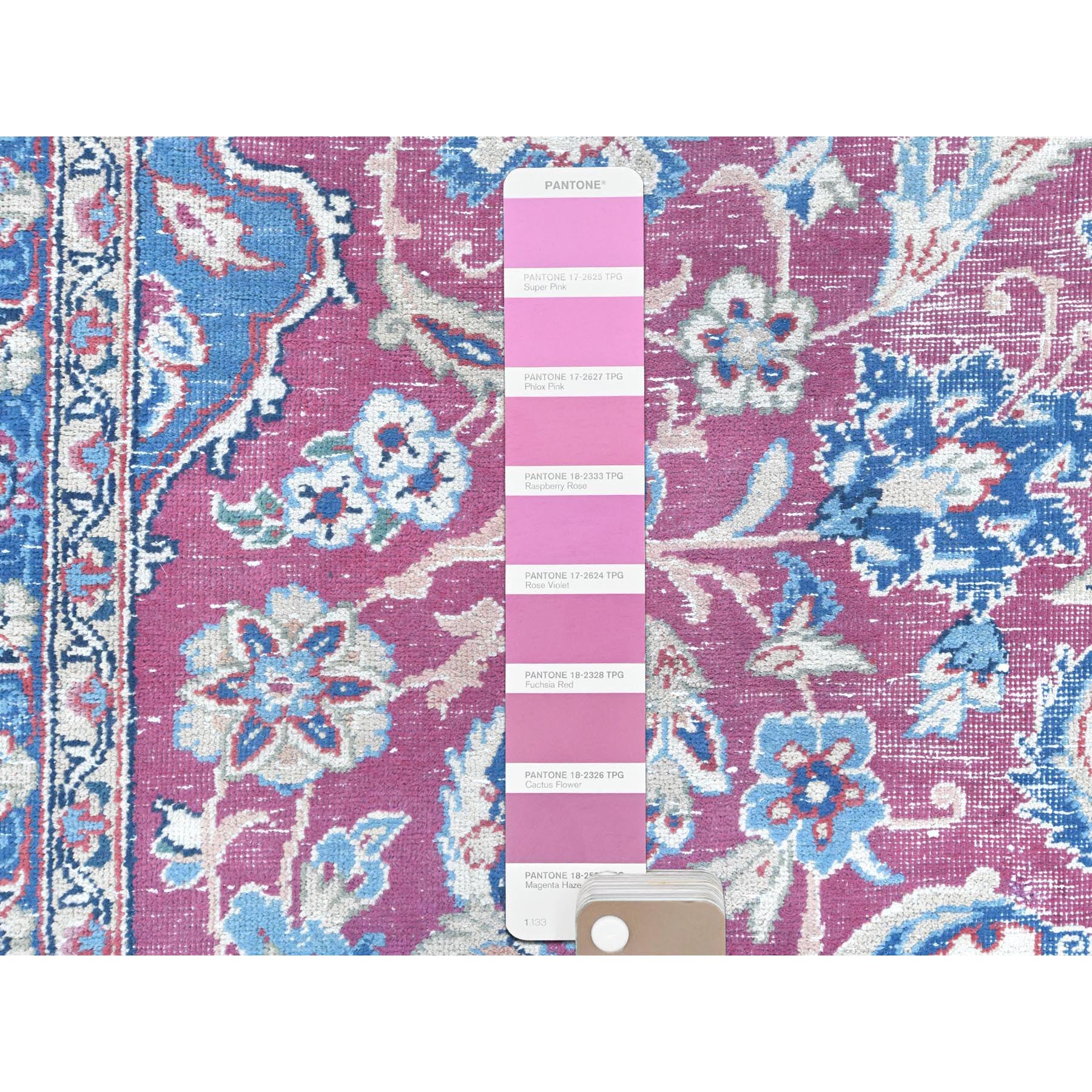 6'1"x9'6" Pinky Red, Vintage Persian Kerman Hand Knotted Worn Wool, Cropped Thin, Shabby Chic Distressed Look Oriental Rug Sh81269