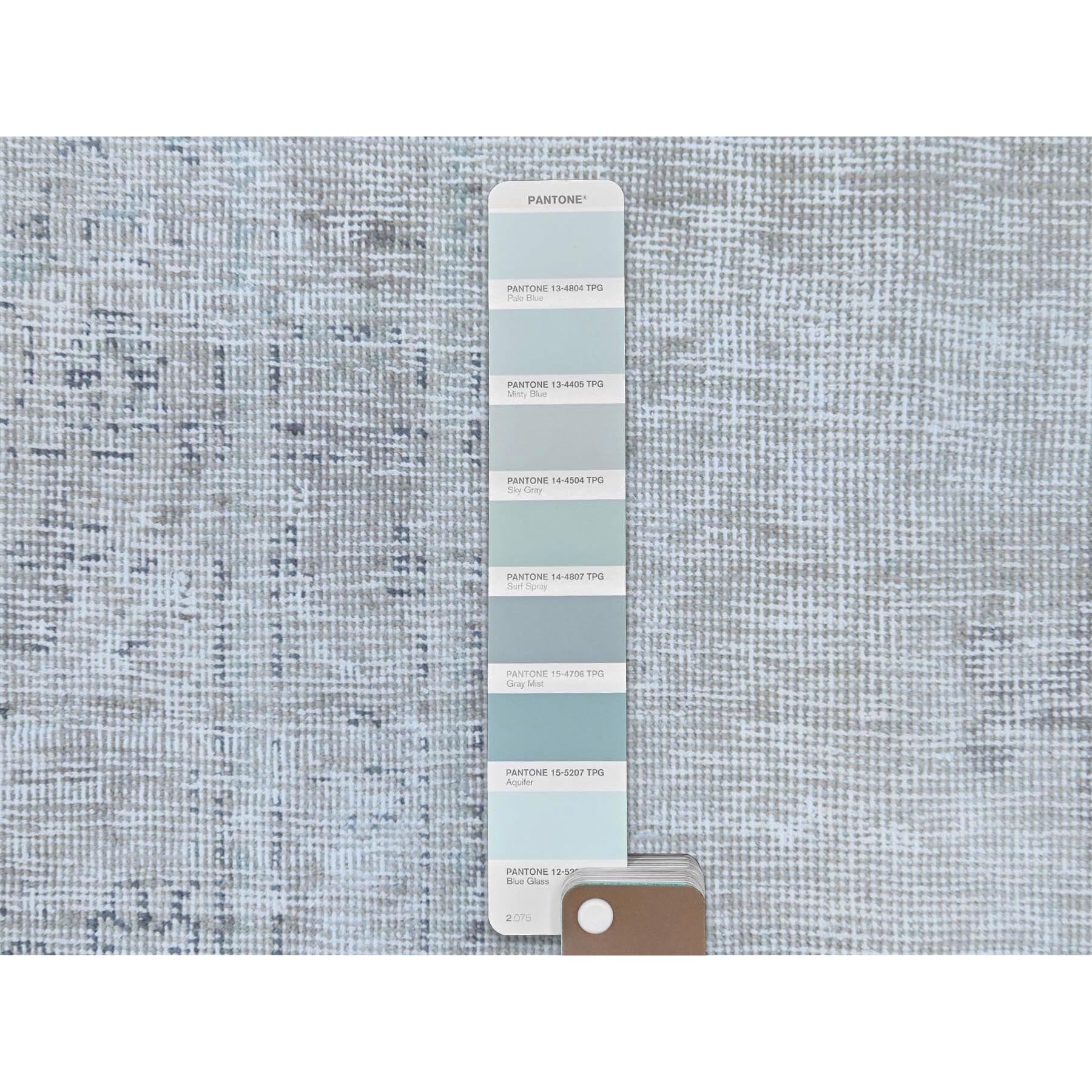 7'1"x10'8" Beige Vintage Persian Tabriz Hand Knotted Worn Wool, Sheared Low, Distressed Look Shabby Chic Oriental Rug Sh81281