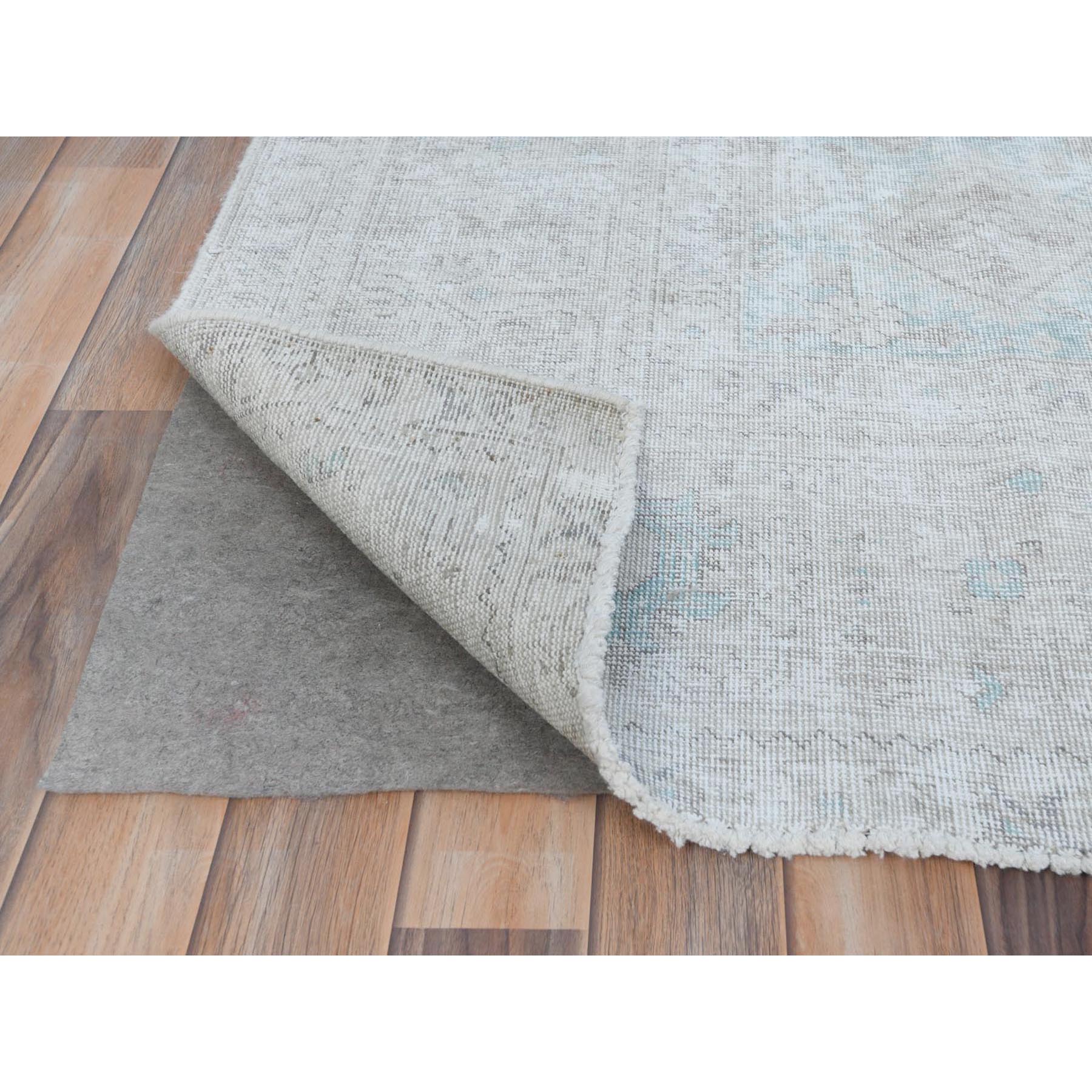 8'1"x10'9" Beige Shabby Chic Vintage Persian Tabriz Hand Knotted Worn Wool, Cropped Thin, Distressed Look Oriental Rug Sh81285