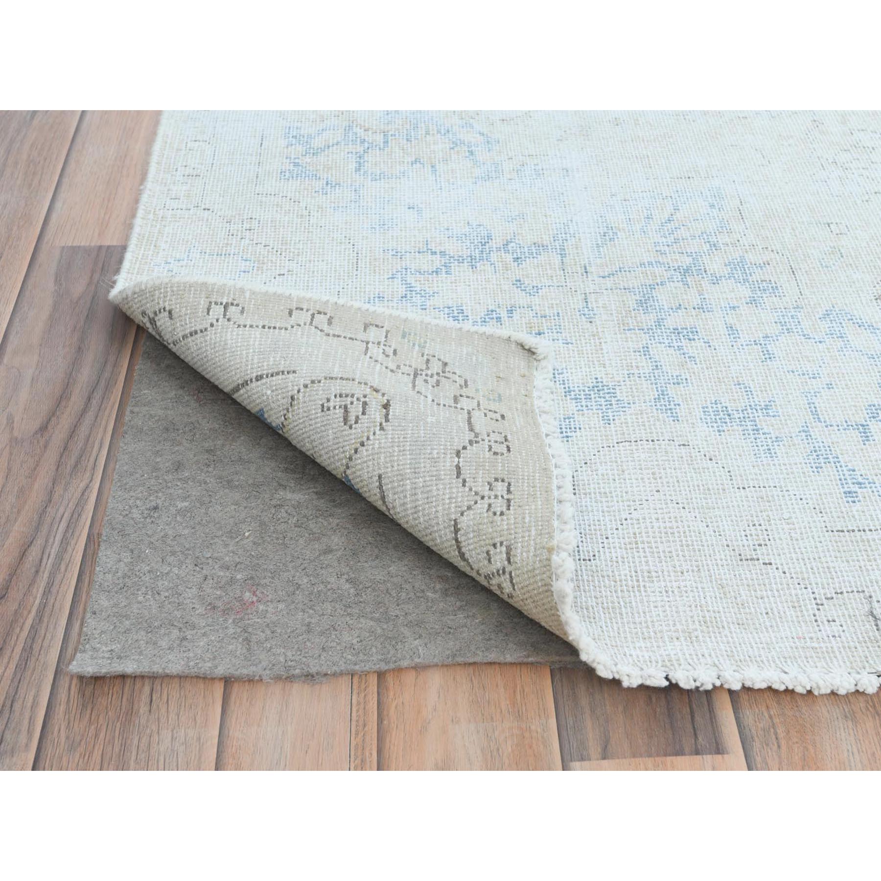9'10"x13'7" Ivory Hand Knotted, Vintage Persian Kerman Sheared Low, Worn Wool, Shabby Chic, Distressed Look, Oriental Rug Sh81623