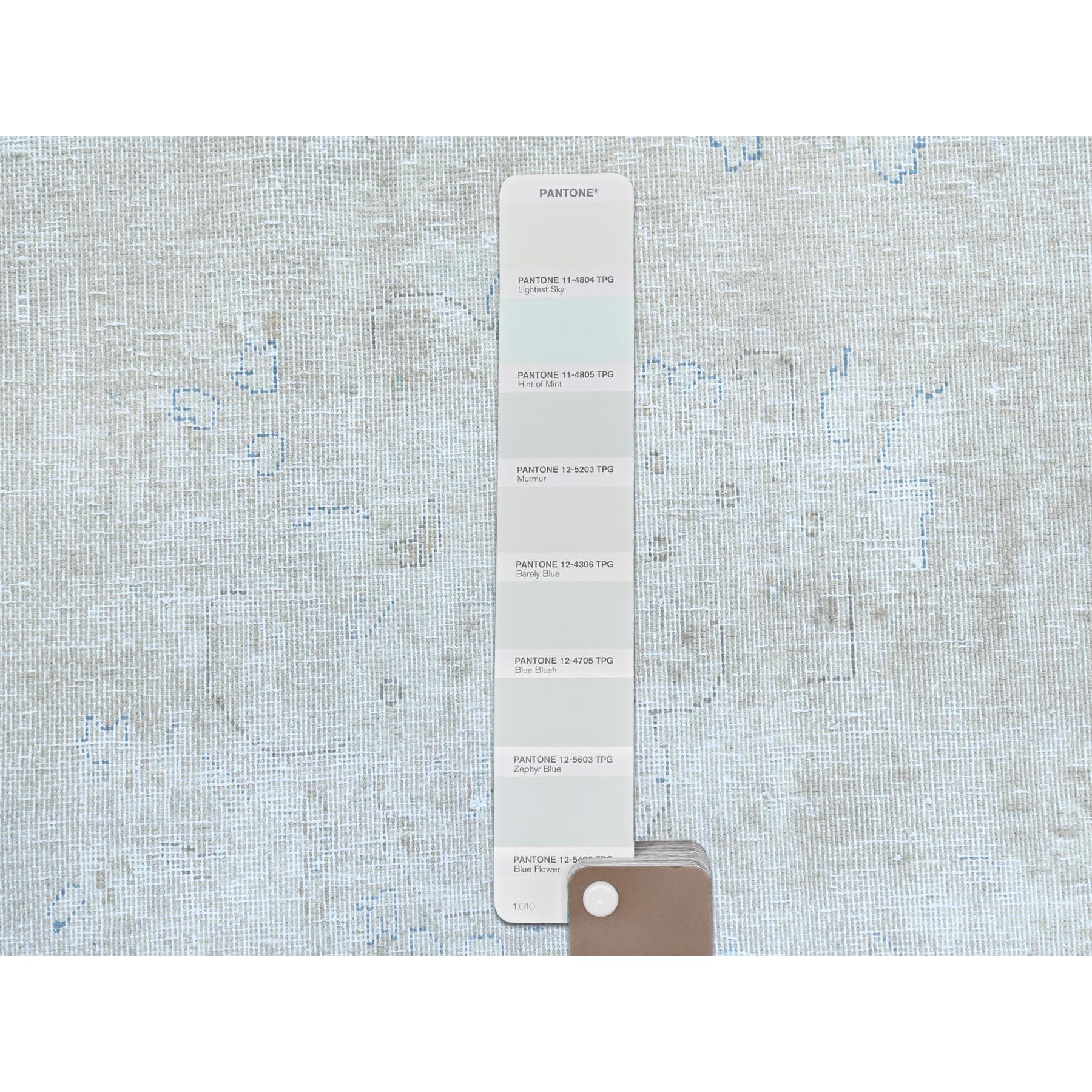 8'2"x13' Ivory Semi Antique Persian Kerman Hand Knotted Cropped Thin, Worn Wool Distressed Look Shabby Chic Oriental Rug Sh81629