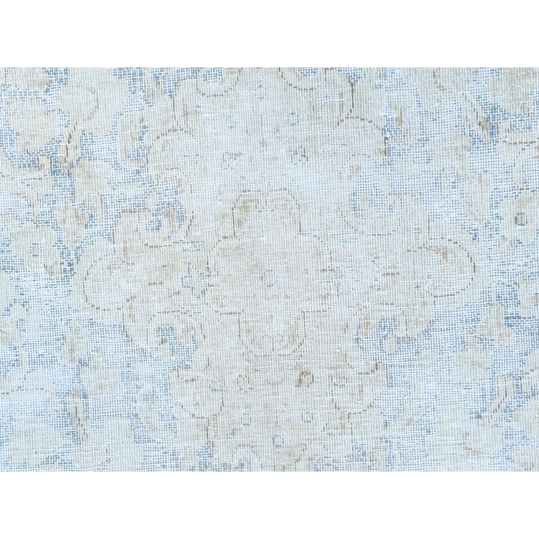 8'2"x13' Ivory Semi Antique Persian Kerman Hand Knotted Cropped Thin, Worn Wool Distressed Look Shabby Chic Oriental Rug Sh81629