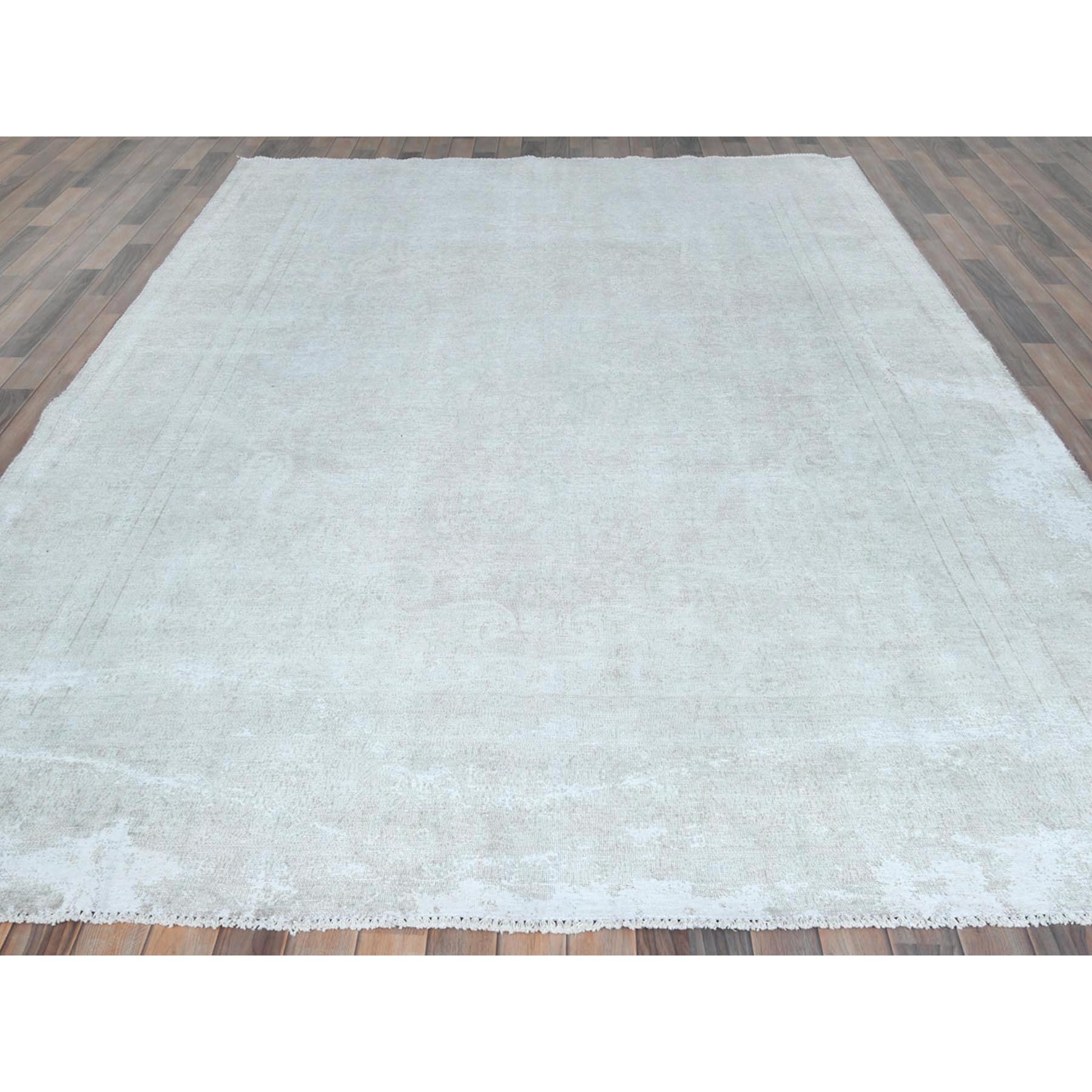 8'x11' Faded Red Vintage Persian Kerman Hand Knotted Worn Wool, Cropped Thin, Shabby Chic, Distressed Look Oriental Rug Sh81630