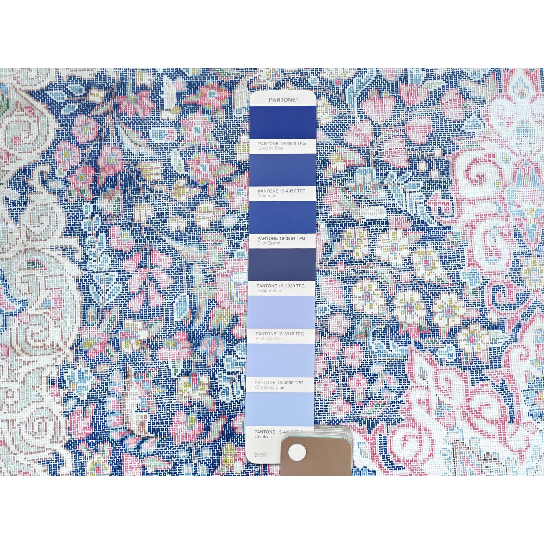 5'9"x9'7" Navy Blue Vintage Persian Kerman Worn Wool, Sheared Low, Distressed Look, Shabby Chic Hand Knotted Oriental Rug Sh81634