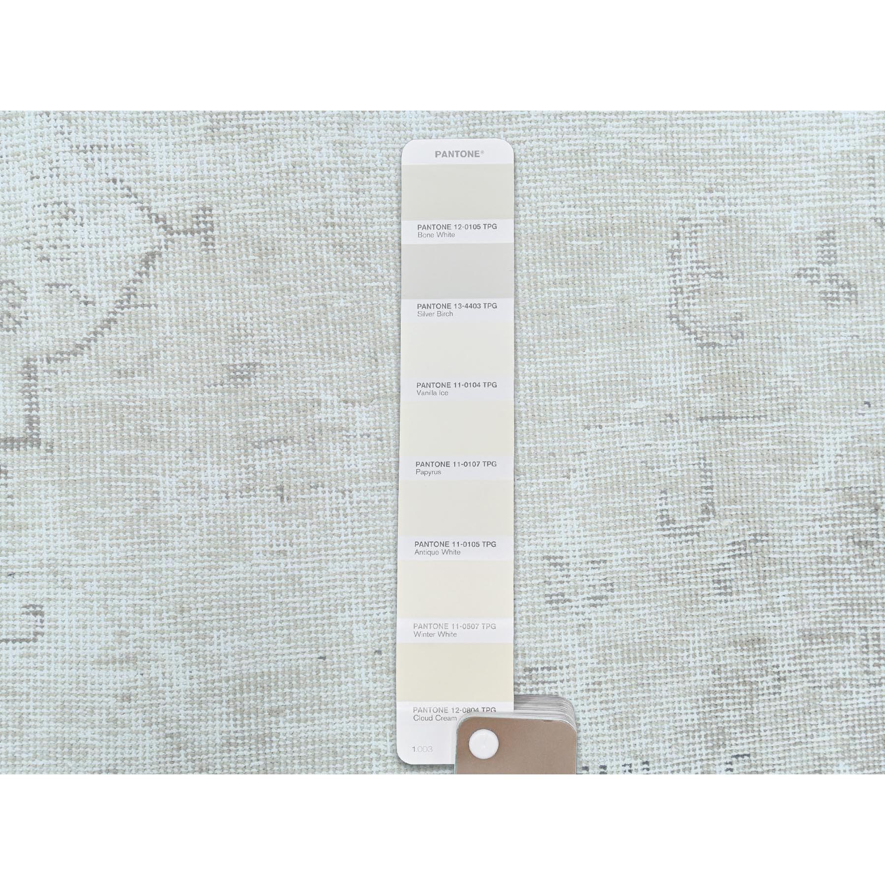 9'3"x13' Ivory, Vintage Persian Tabriz Cropped Thin Distressed Look, Shabby Chic Worn Wool Hand Knotted, Oriental Rug Sh81688