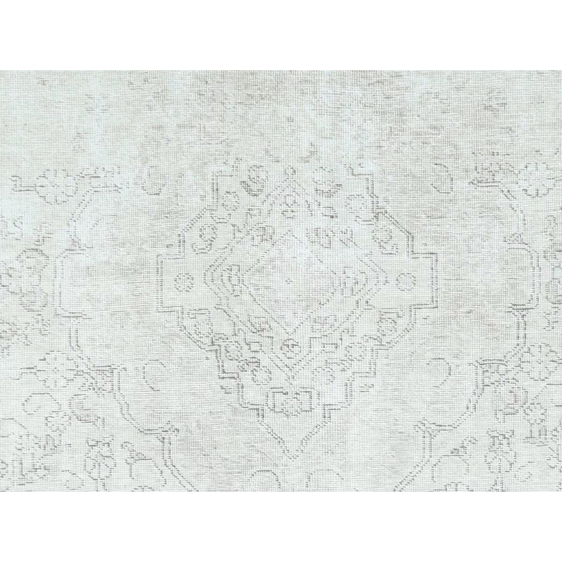9'3"x13' Ivory, Vintage Persian Tabriz Cropped Thin Distressed Look, Shabby Chic Worn Wool Hand Knotted, Oriental Rug Sh81688
