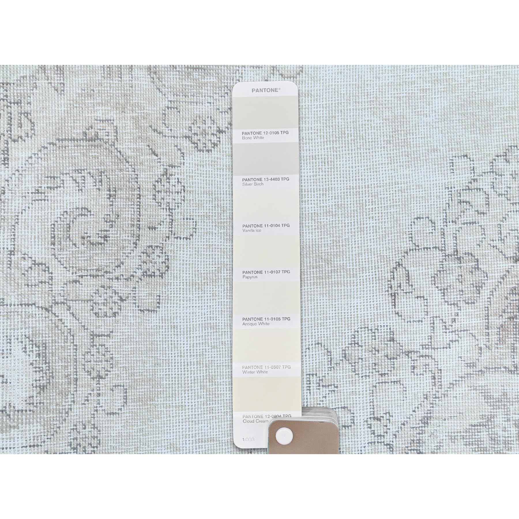 8'10"x12'4" Ivory, Hand Knotted Vintage Persian Tabriz Sheared Low, Distressed Look Shabby Chic Worn Wool, Oriental Rug Sh81689