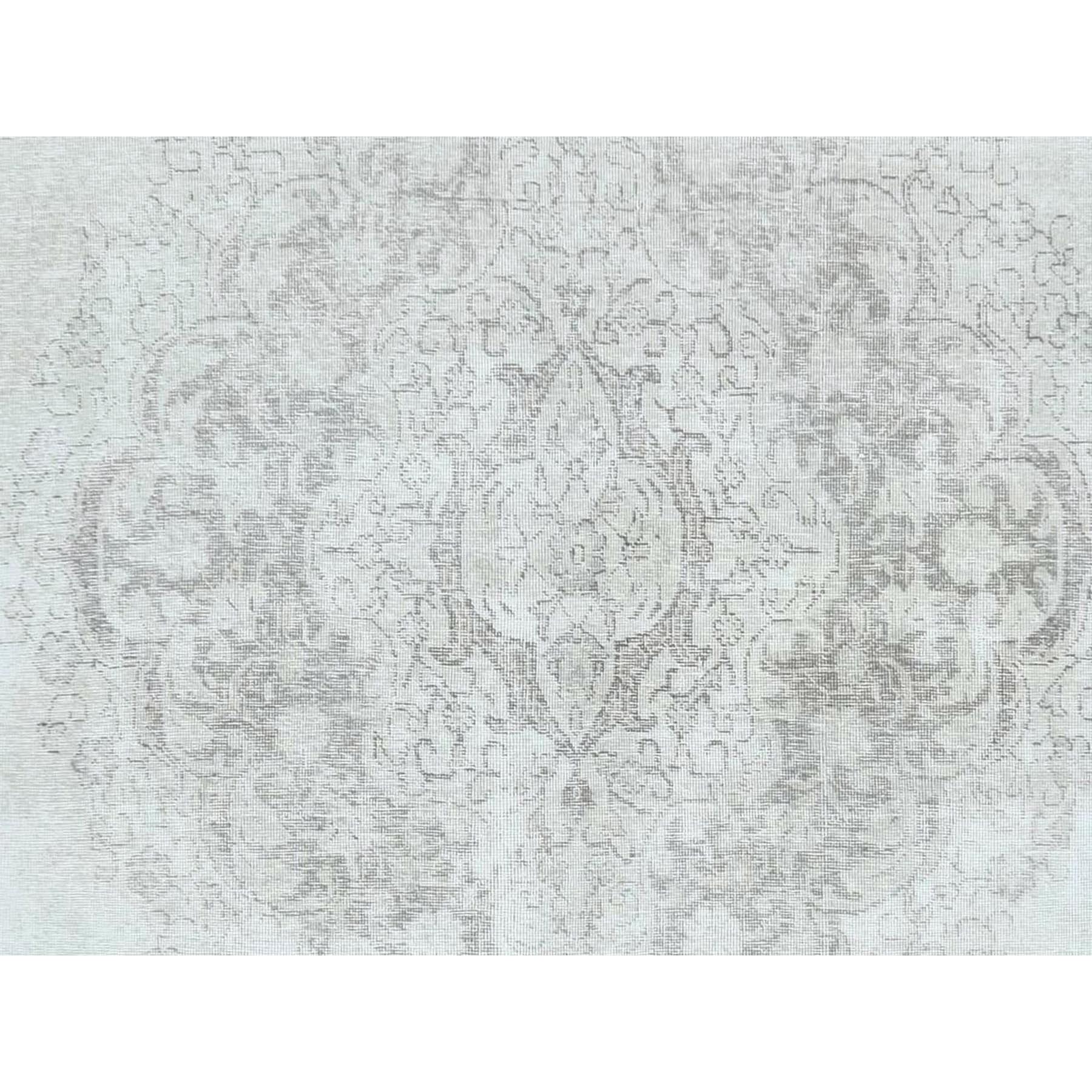 8'10"x12'4" Ivory, Hand Knotted Vintage Persian Tabriz Sheared Low, Distressed Look Shabby Chic Worn Wool, Oriental Rug Sh81689